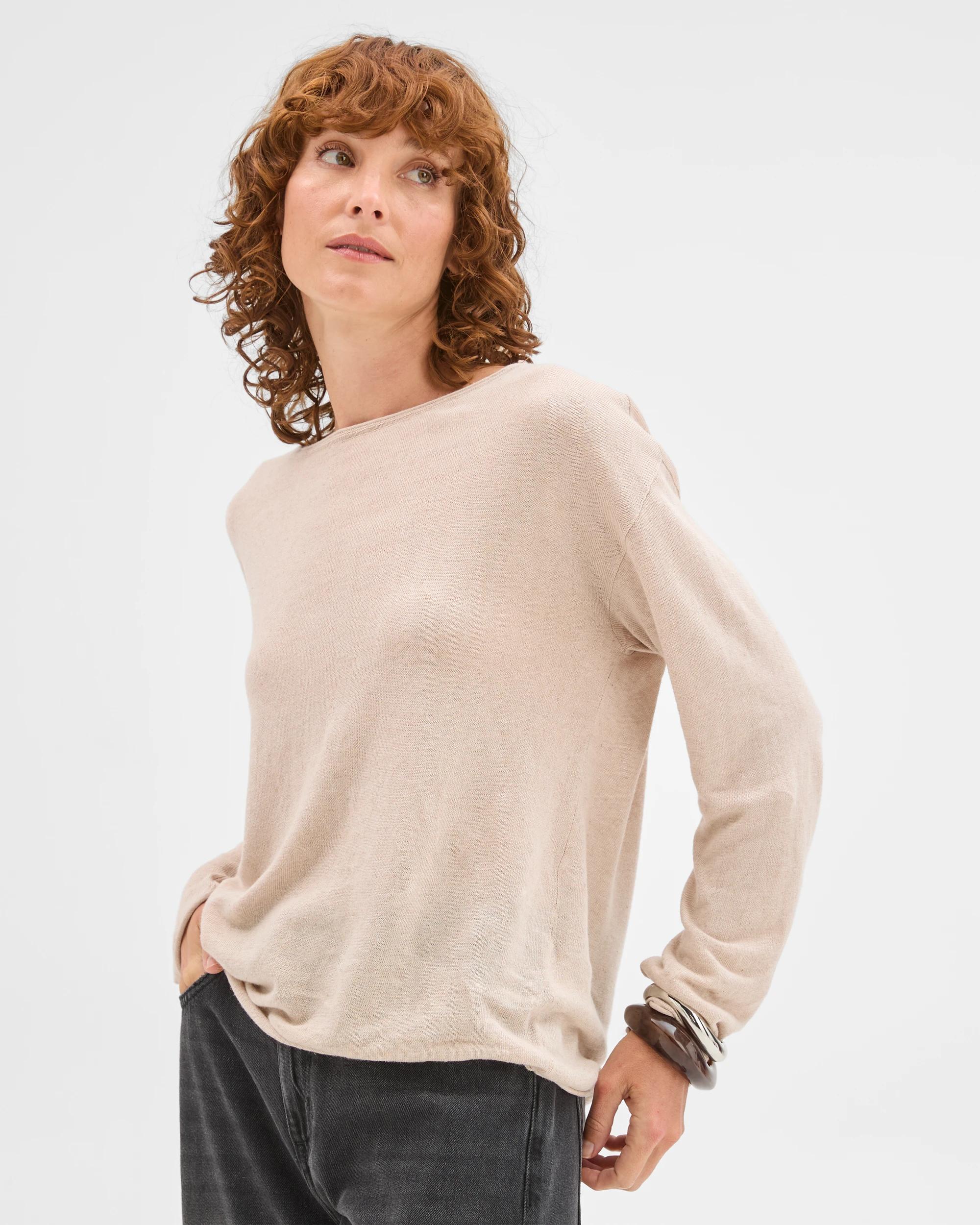 4 Target Woman Linen Blend Long Sleeve Lightweight Jumper OATMEAL MELANGE, 4 of 7