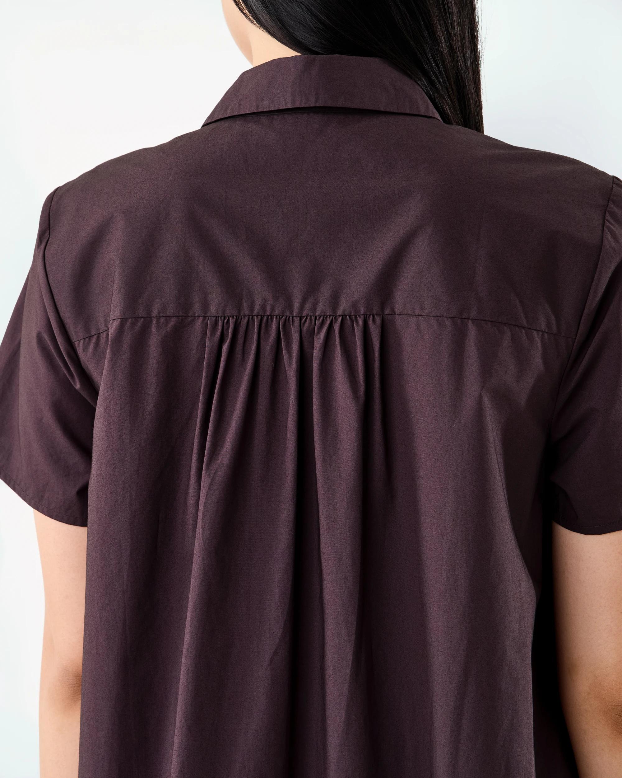 7 Short Sleeve Drop Waist Shirt Midi Dress Fudge, 7 of 7