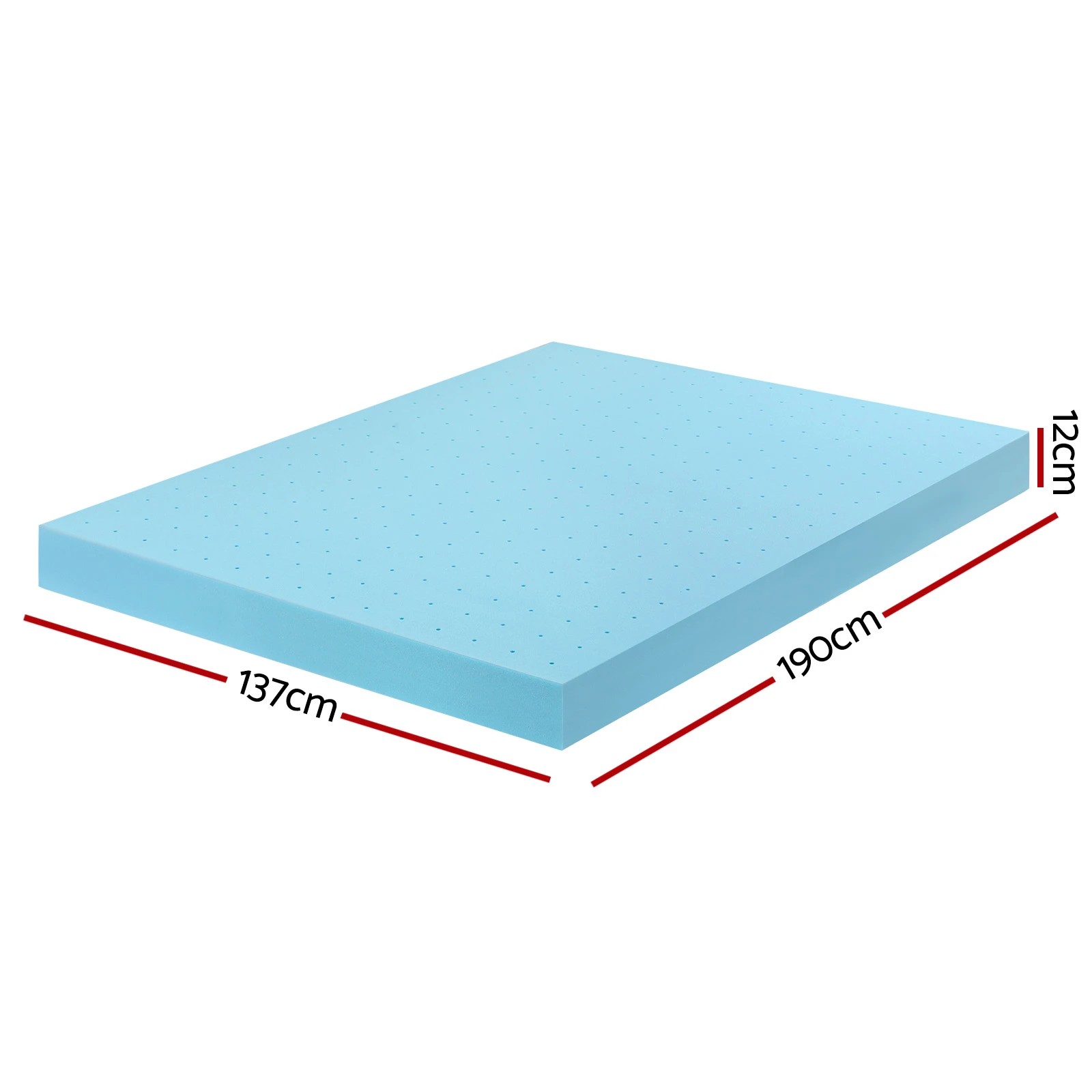 2 Giselle 12cm Memory Foam Mattress Topper Ventilated Cool Gel Bamboo Cover Double - Double Bed - Blue, 2 of 10