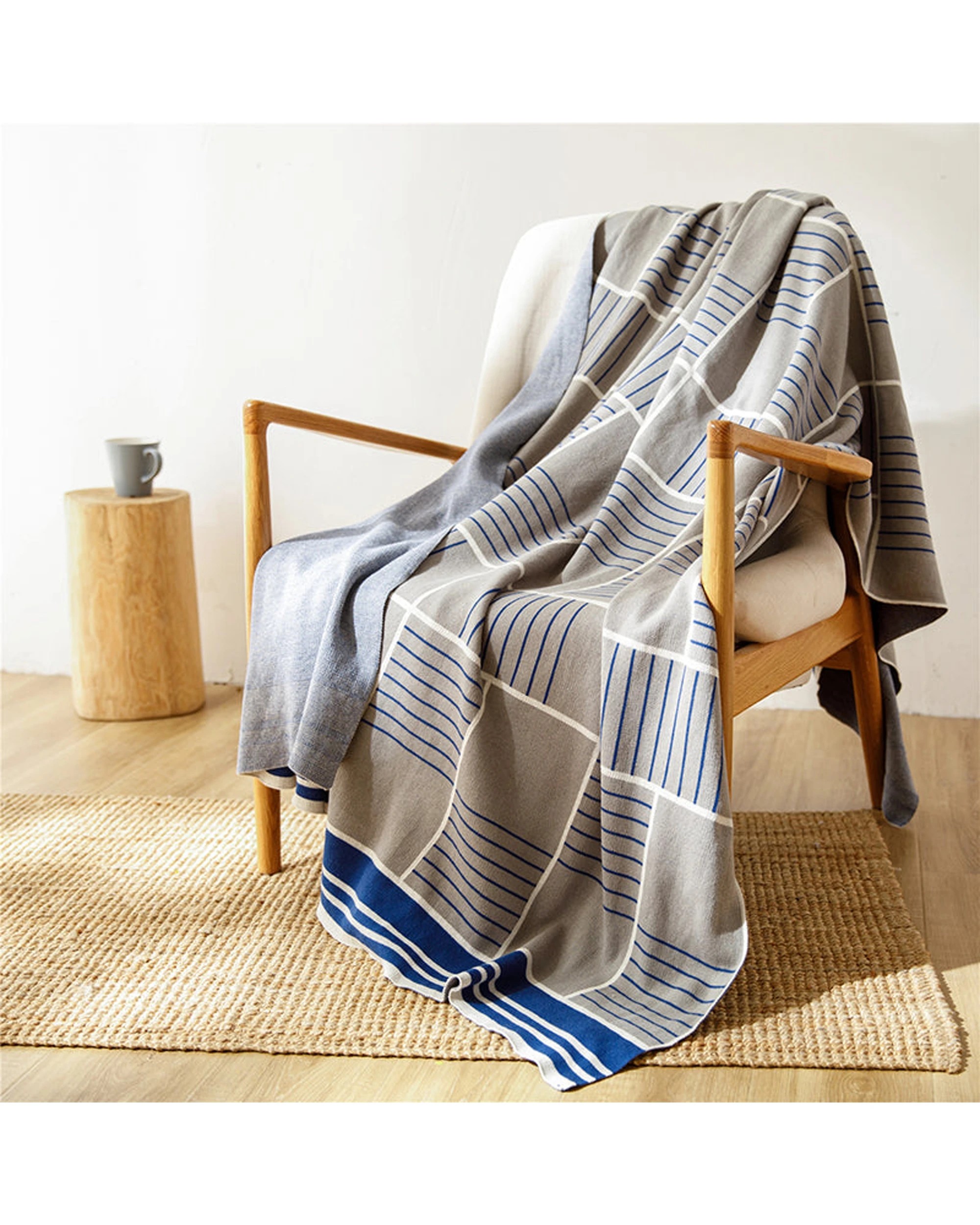 2 Cotton More Cotton Knitted Blanket Chekcer 130x180cm - Multi, 2 of 8