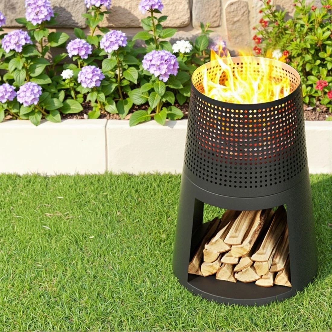 4 Grillz Fire Pit Deep Bowl Iron Outdoor - Black, 4 of 6