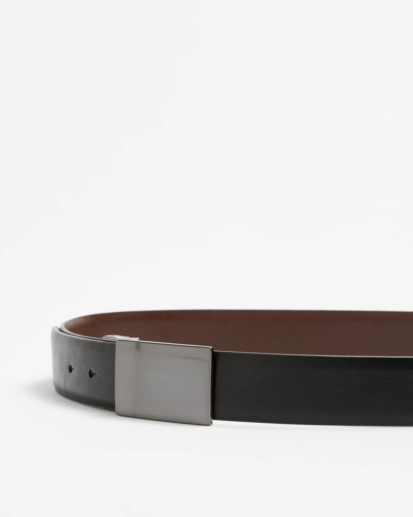 4 Target Mens Leather Plate Buckle Reversible Belt BLACK BROWN, 4 of 5