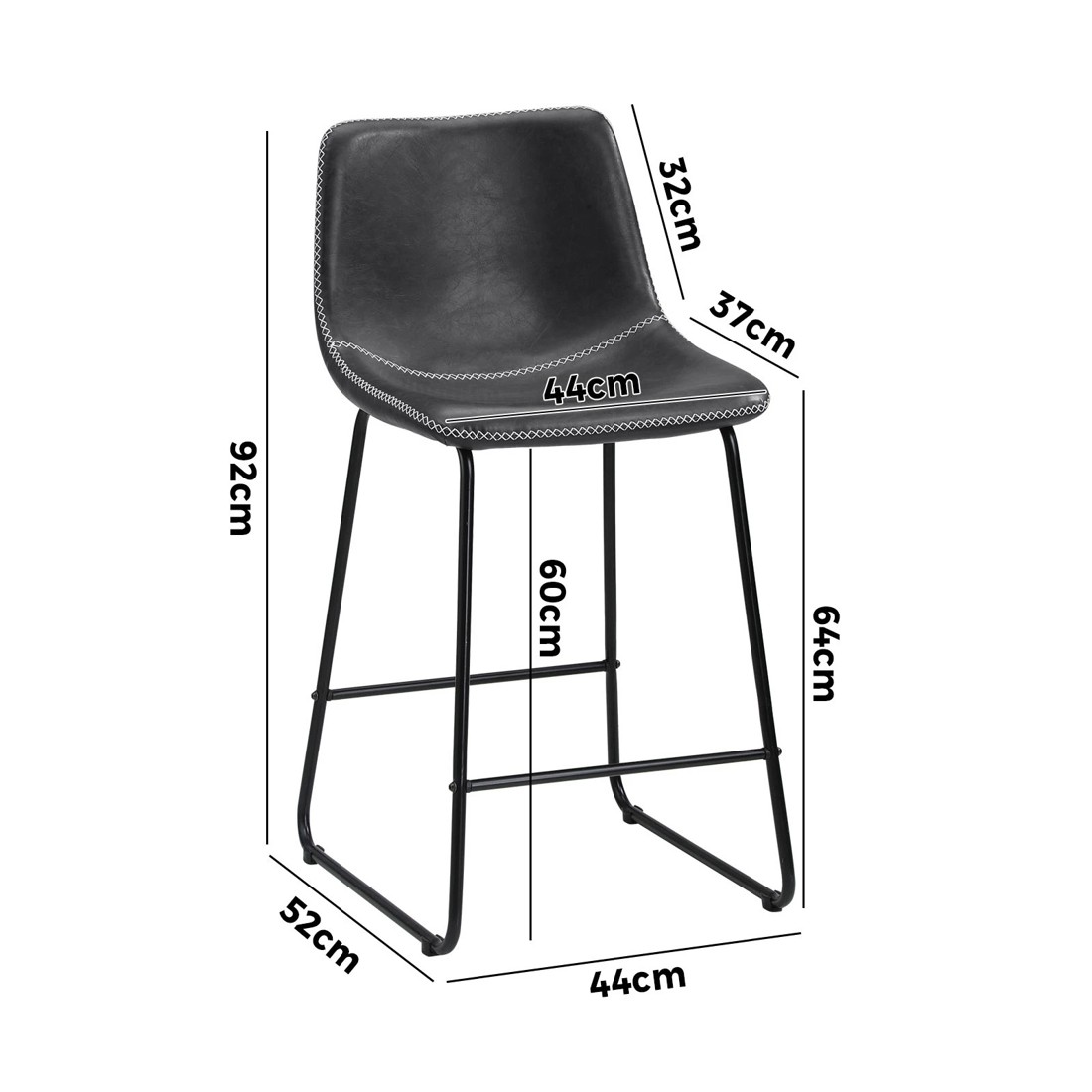 10 Oikiture 2x Bar Stools Steel Stool Modern Kitchen Dining Furniture Set
 - Grey, 10 of 10