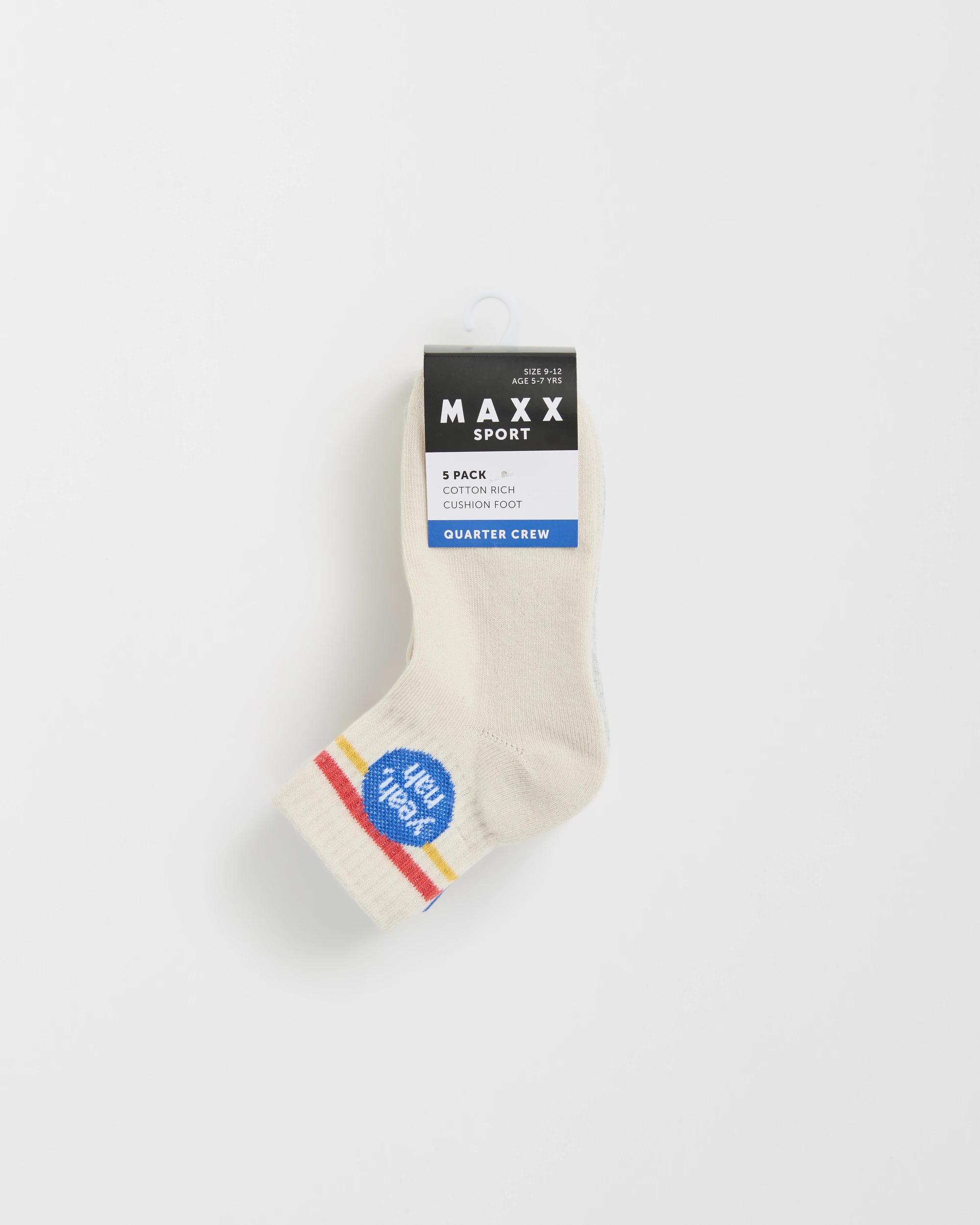 3 Maxx 5 Pack Boys Rib Quarter Crew Socks YEAH NAH, 3 of 3