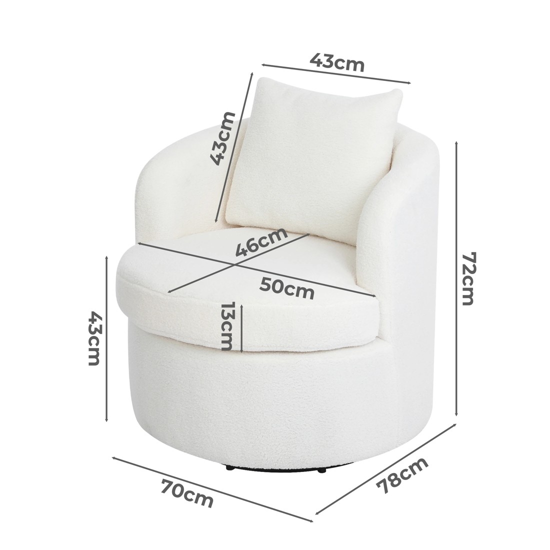 3 Levede Swivel Armchair Boucle - Beige, 3 of 6