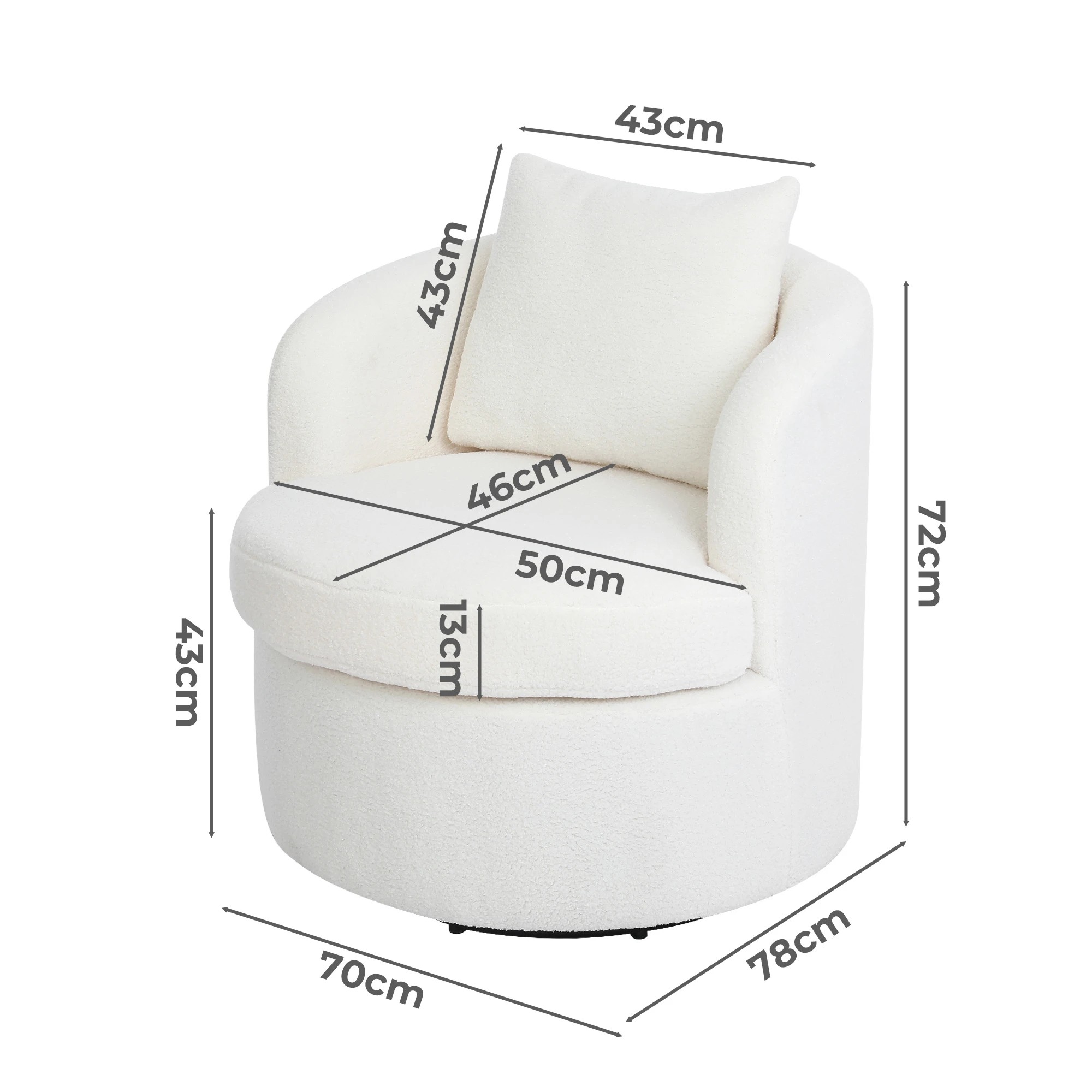 3 Levede Swivel Armchair Boucle - Beige, 3 of 6