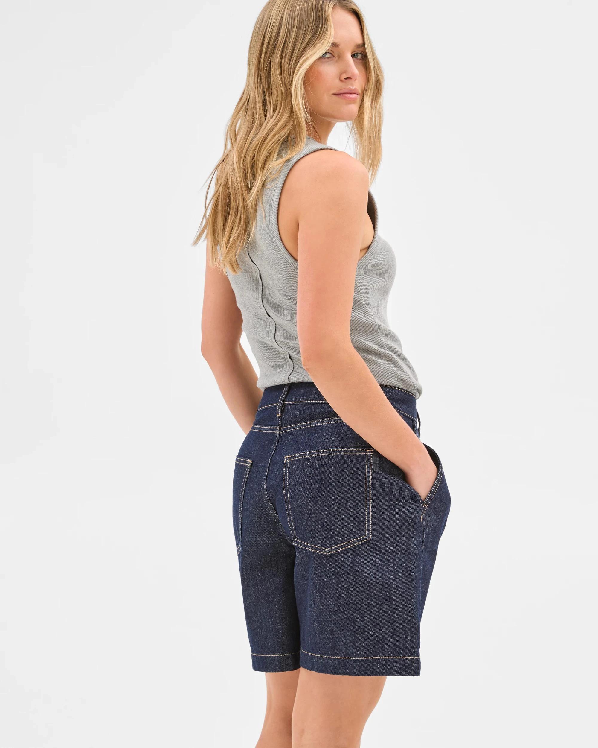 2 Denim Pleat Front Shorts - Lily Loves DARK INDIGO, 2 of 5