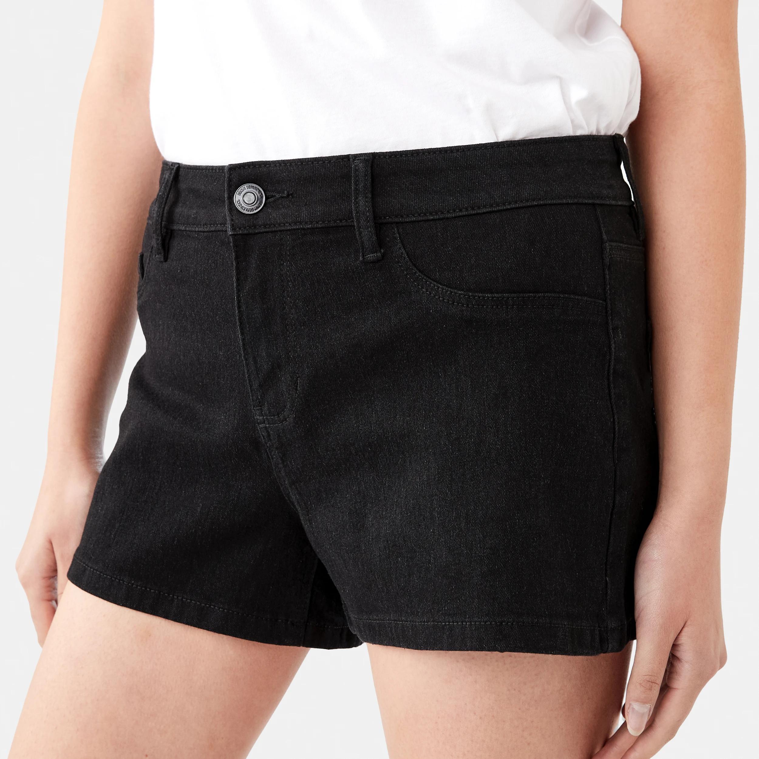 3 Mid Rise Denim Shorts BLACK WASH, 3 of 8