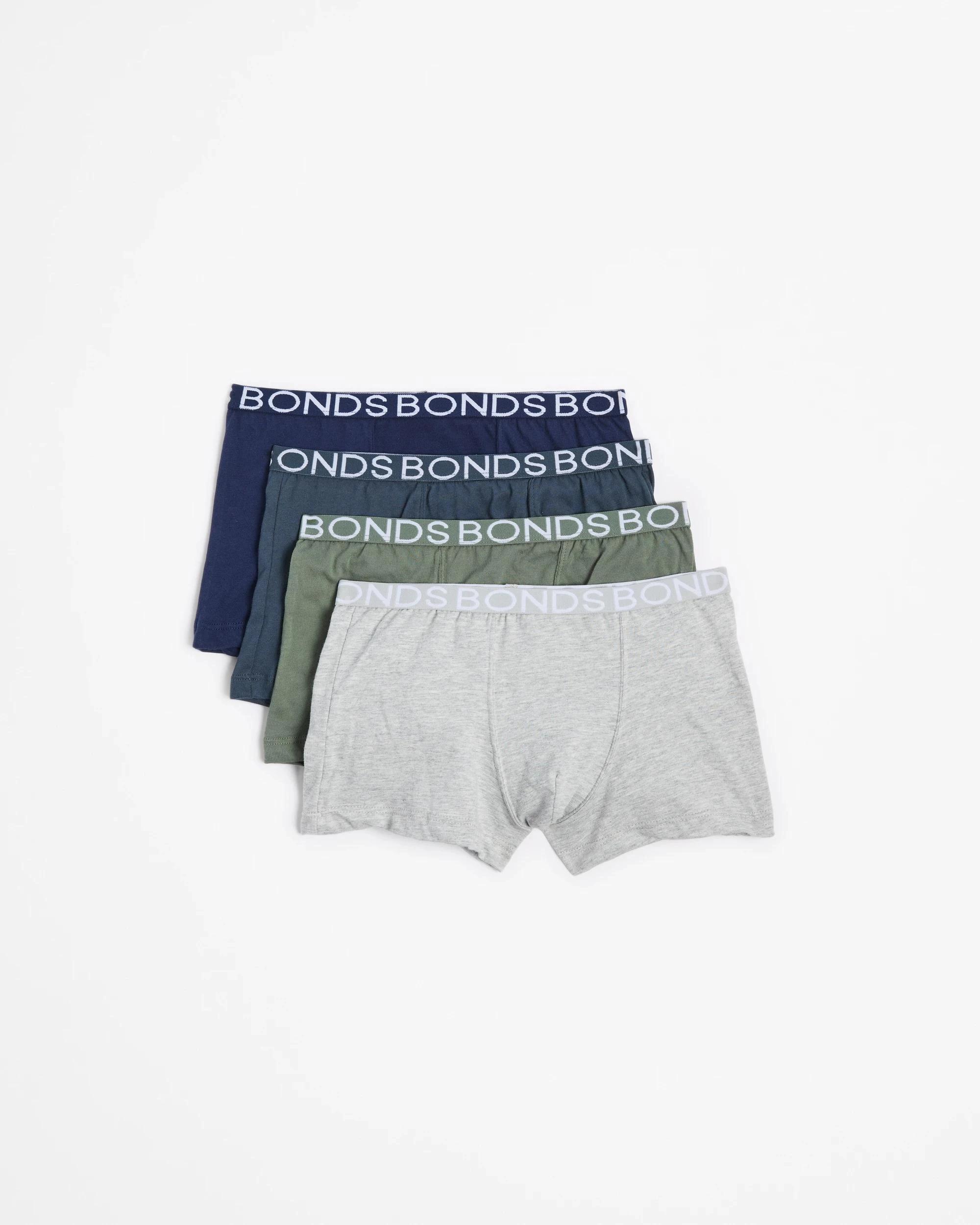 1 Bonds Older Boys Trunks 4 Pack UWCD4A_09K NAVY/GREEN/GREY/GREY MARLE, 1 of 2