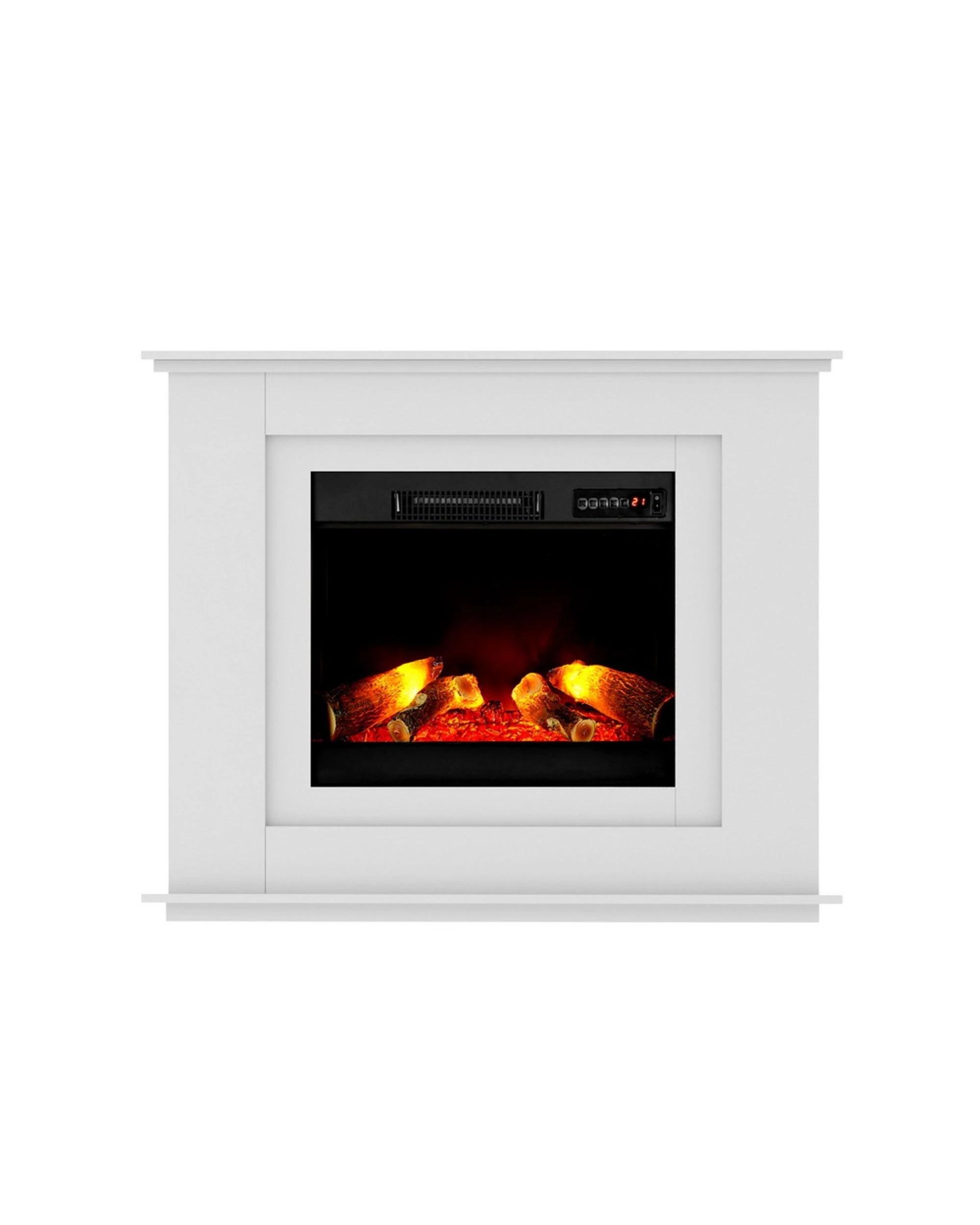 1 Devanti Electric Fireplace Fire Heater 2000W - White, 1 of 8