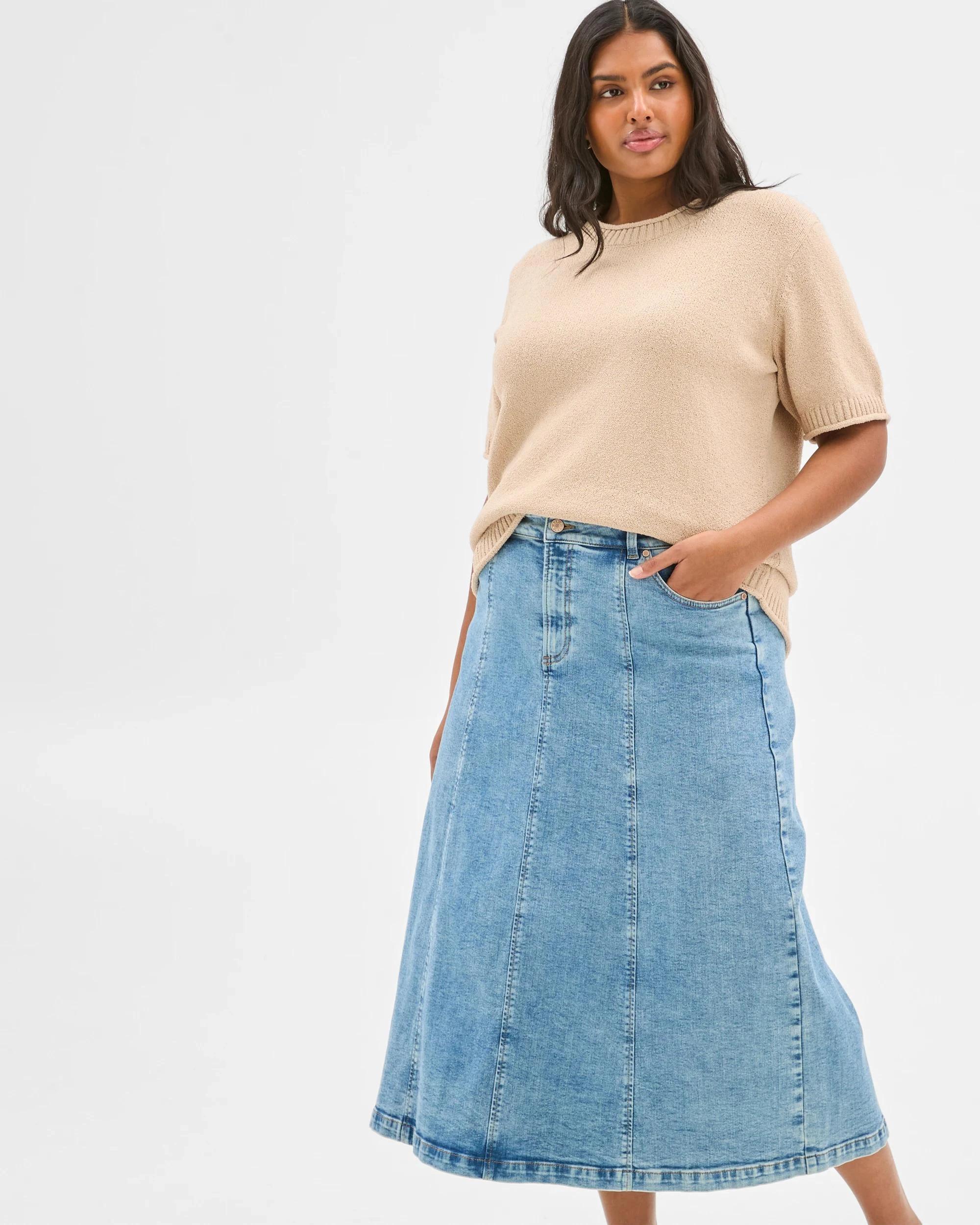 1 Target Plus Size Australian Cotton Blend Mini Boucle Knit Top ASH BROWN, 1 of 6