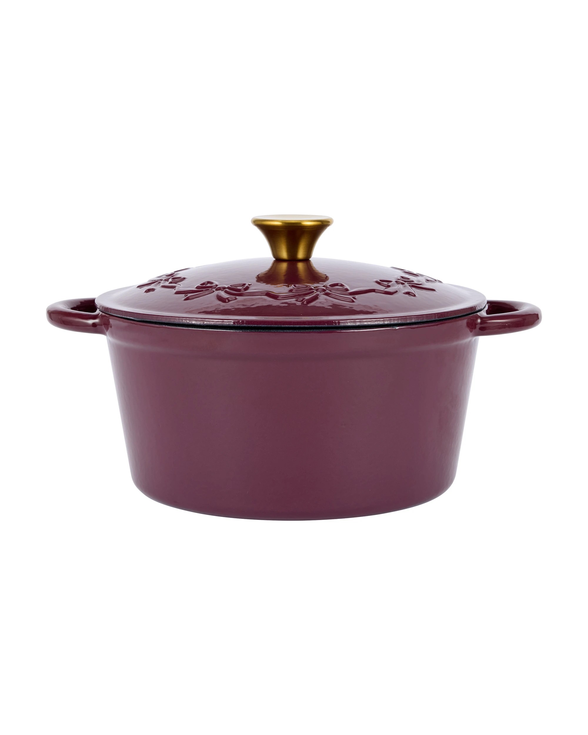 1 4L Bow Embossed Cast Iron Casserole - Red, 1 of 6