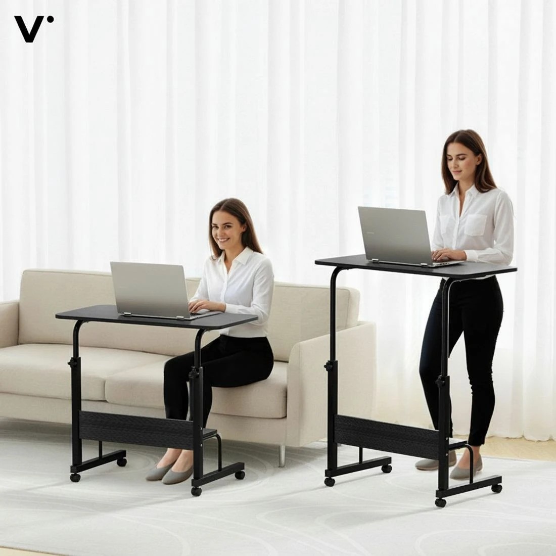 4 Artiss Laptop Desk Portable Sit Stand Desks Height Adjustable Workstation 80CM - Black, 4 of 4