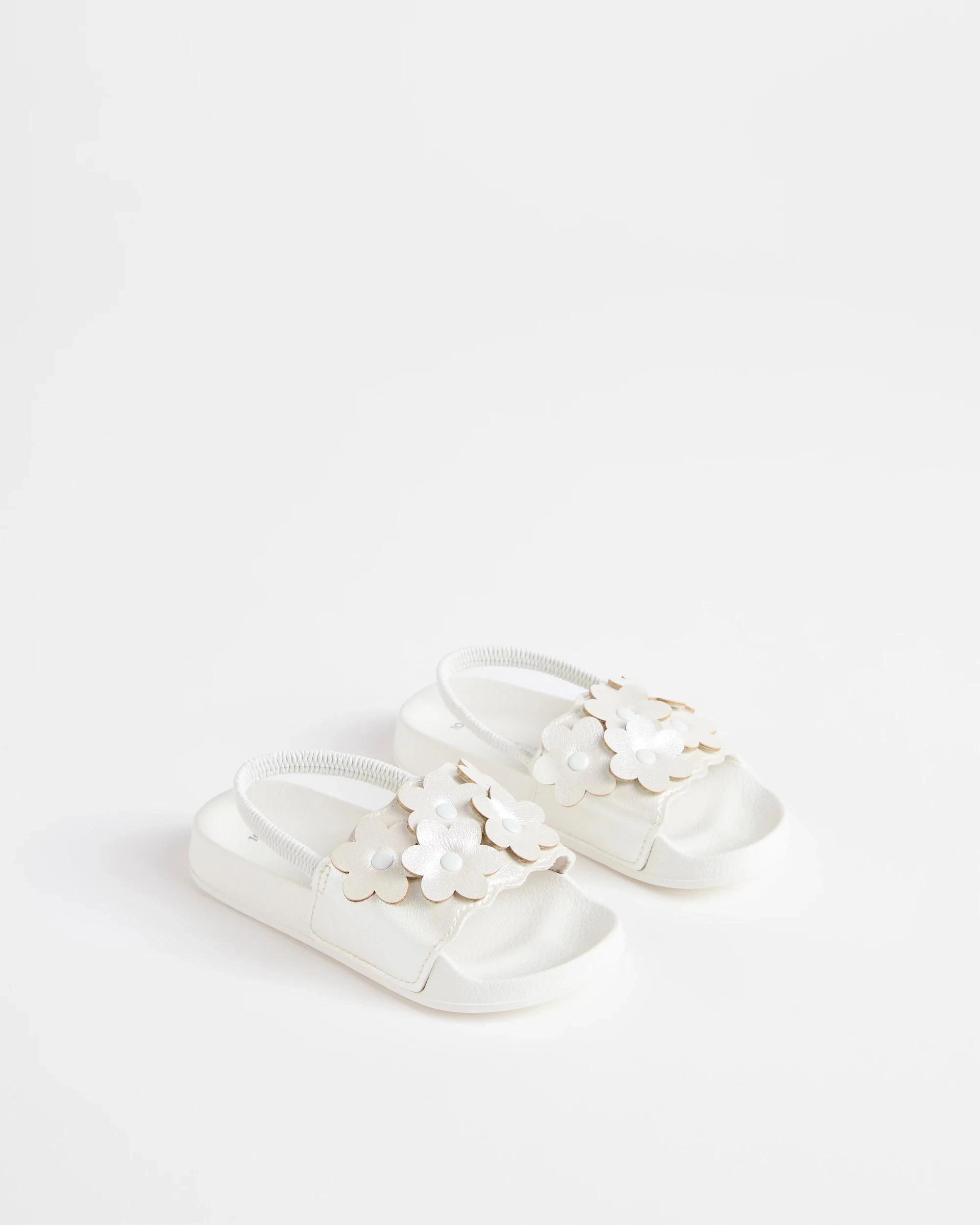 2 Target Girls Junior Glitter Flower Slide SILVER, 2 of 3