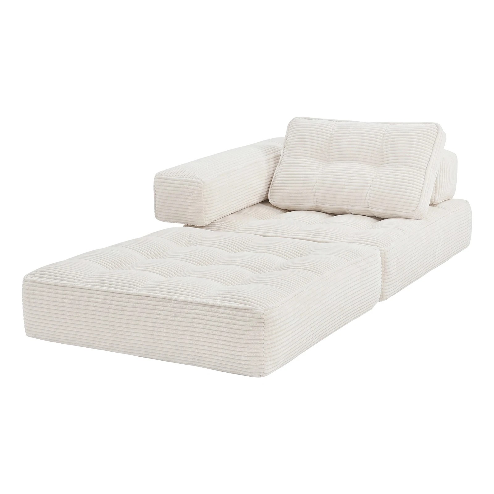 3 Advwin Folding Sofa Bed 3-in-1 Convertible Sleeper Chair with L-Shaped Armrest & Pillow Lazy Floor Sofa - Beige, 3 of 4