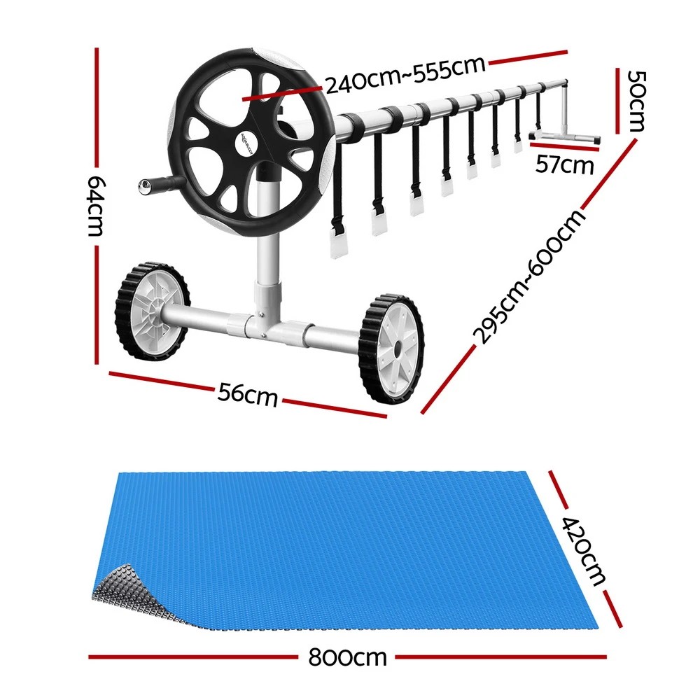 2 Aqua Buddy Pool Cover 600 Micron Solar Heat Blanket LDPE 8x4.2m w/ 5.55m Roller - Multi, 2 of 6