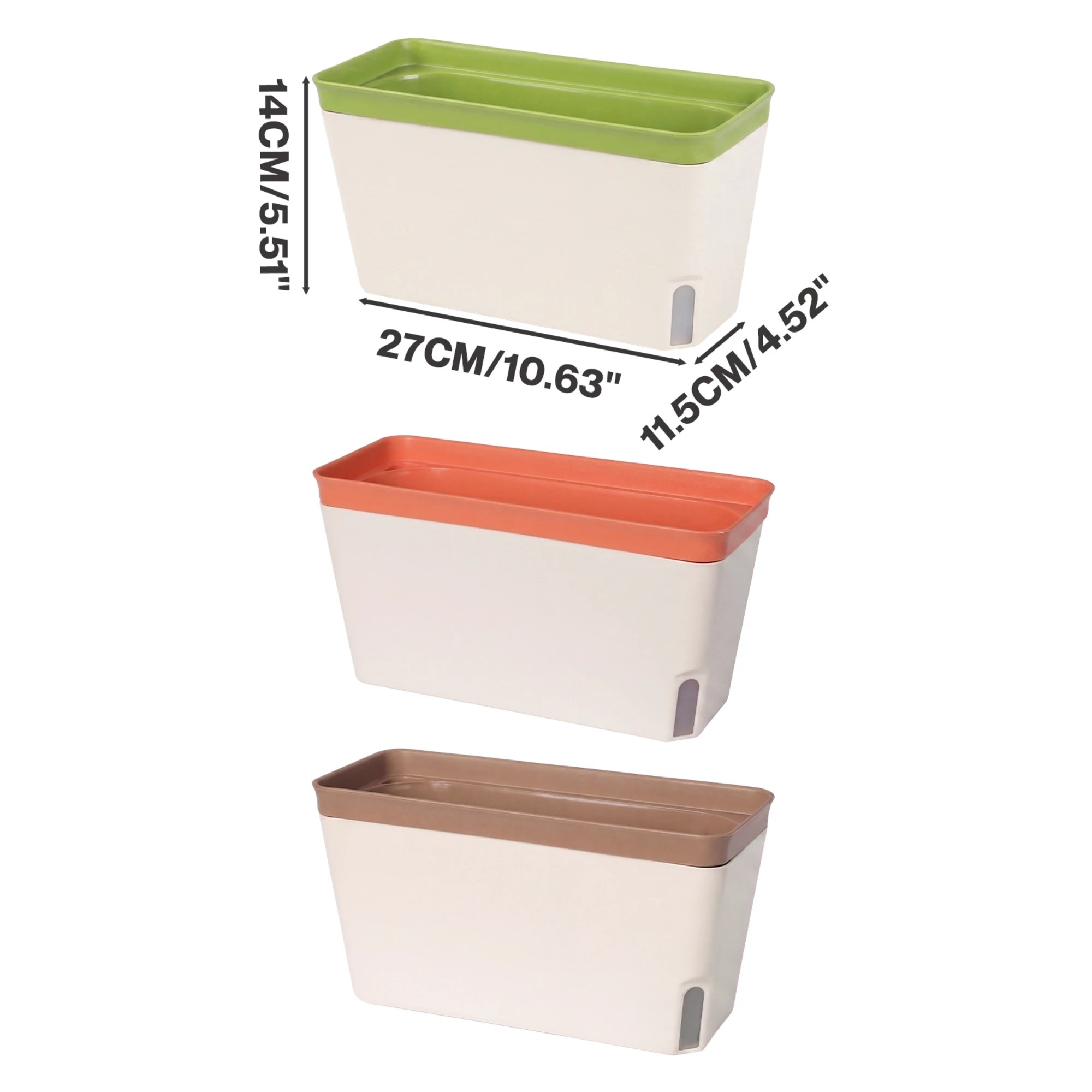 3 TOQUE Self Watering Pot With Water Level Indicator For Herbs White 3 Pack, 3 of 8