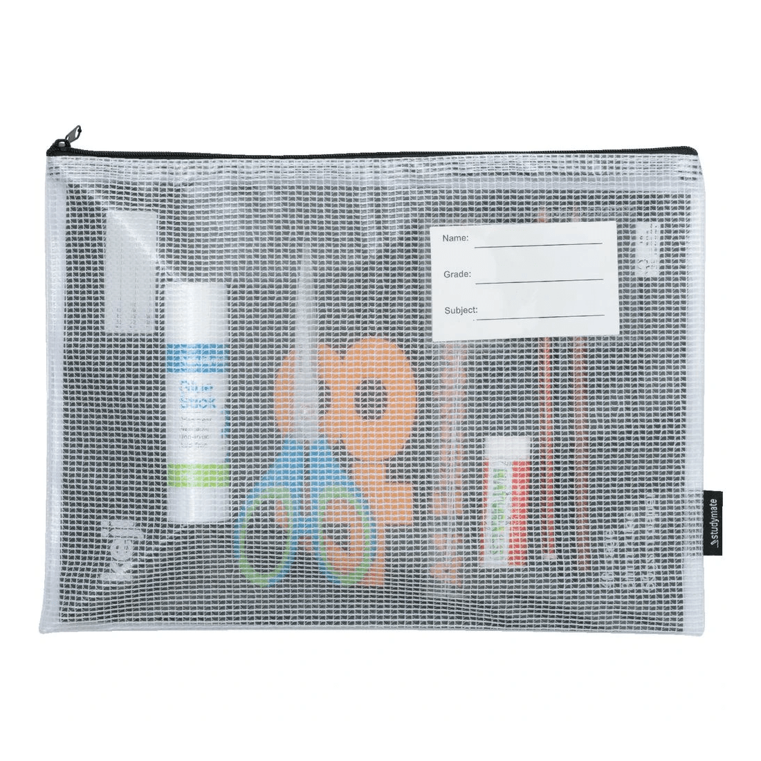 2 Studymate A4 Mesh Pencil Case Clear, 2 of 5