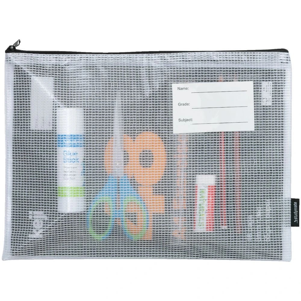 2 Studymate A4 Mesh Pencil Case Clear, 2 of 5