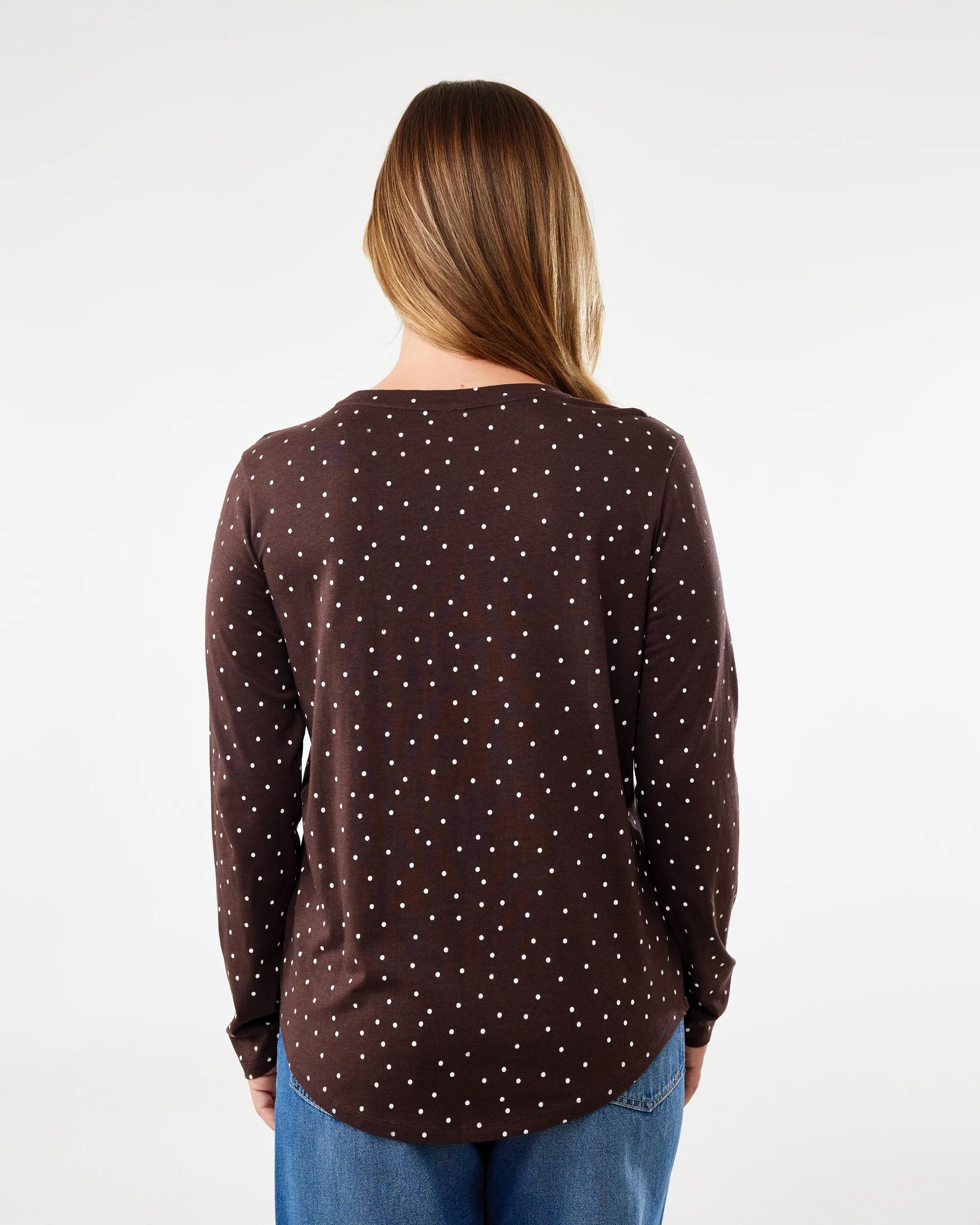 3 Long Sleeve Cotton Modal Print T-shirt Midspot Br, 3 of 6