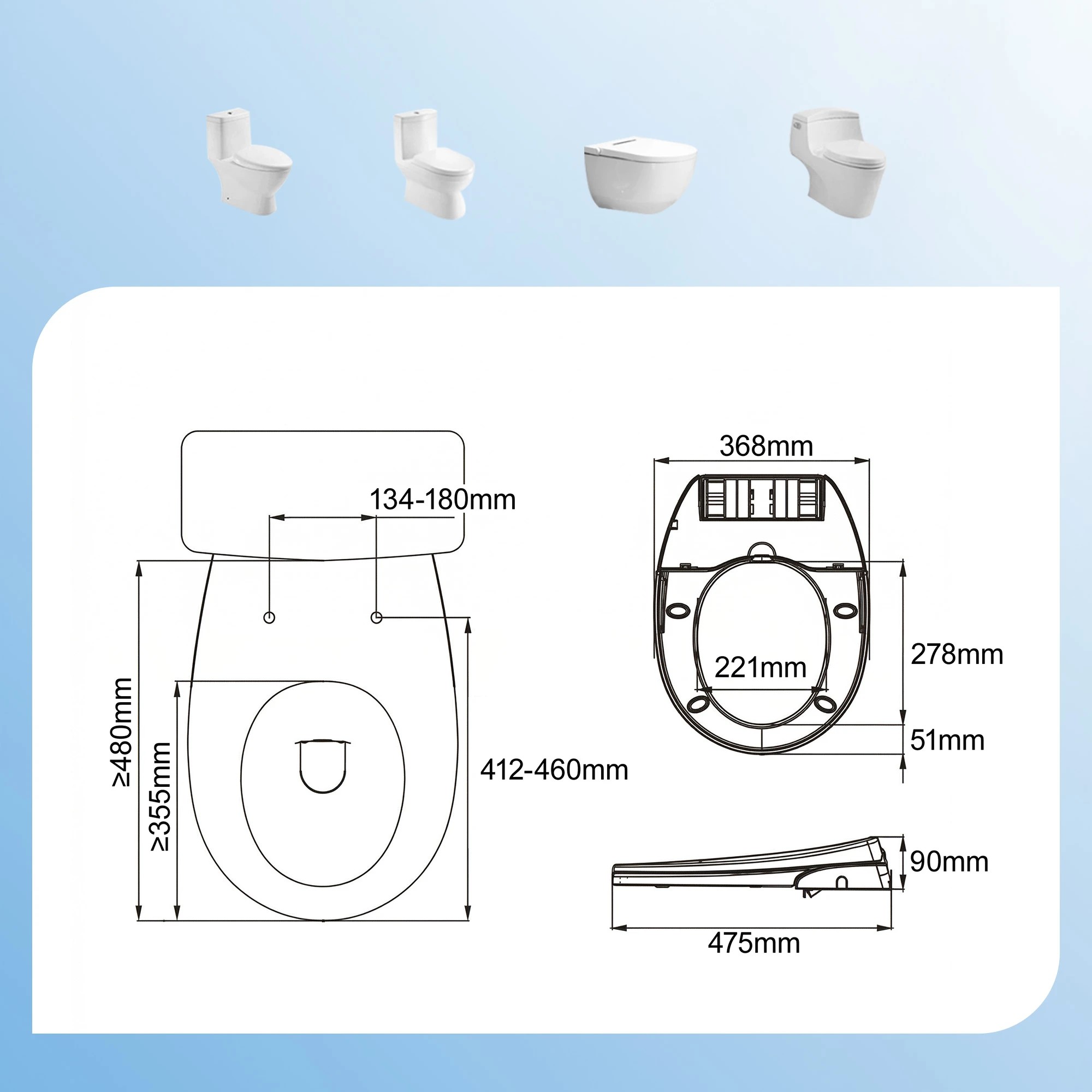 2 Cefito Non Electric Bidet Toilet Seat O-Shape - White, 2 of 8