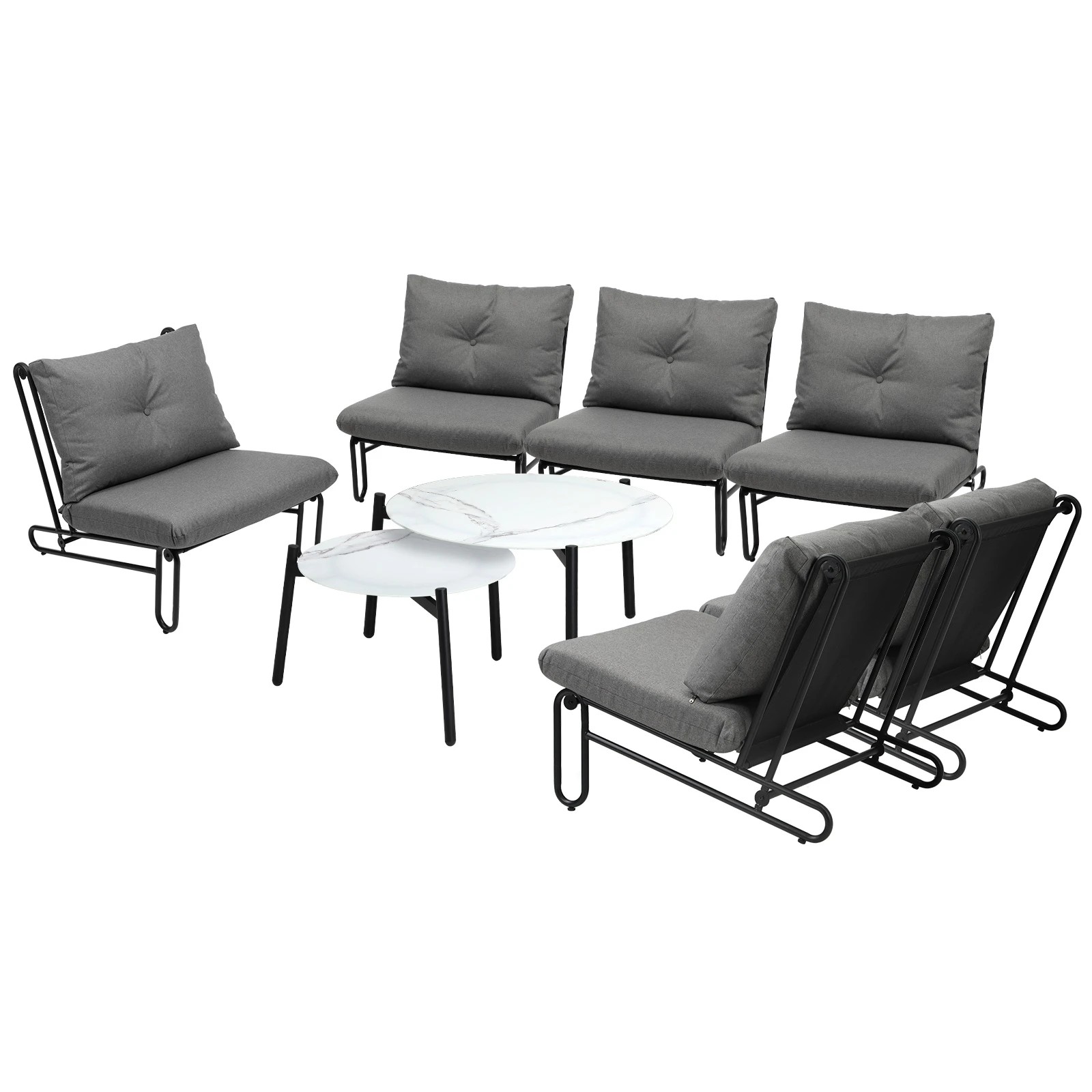 1 Livsip Outdoor Sofa Set 8 Piece Garden Patio Lounge Setting Table Chairs - Grey, 1 of 9