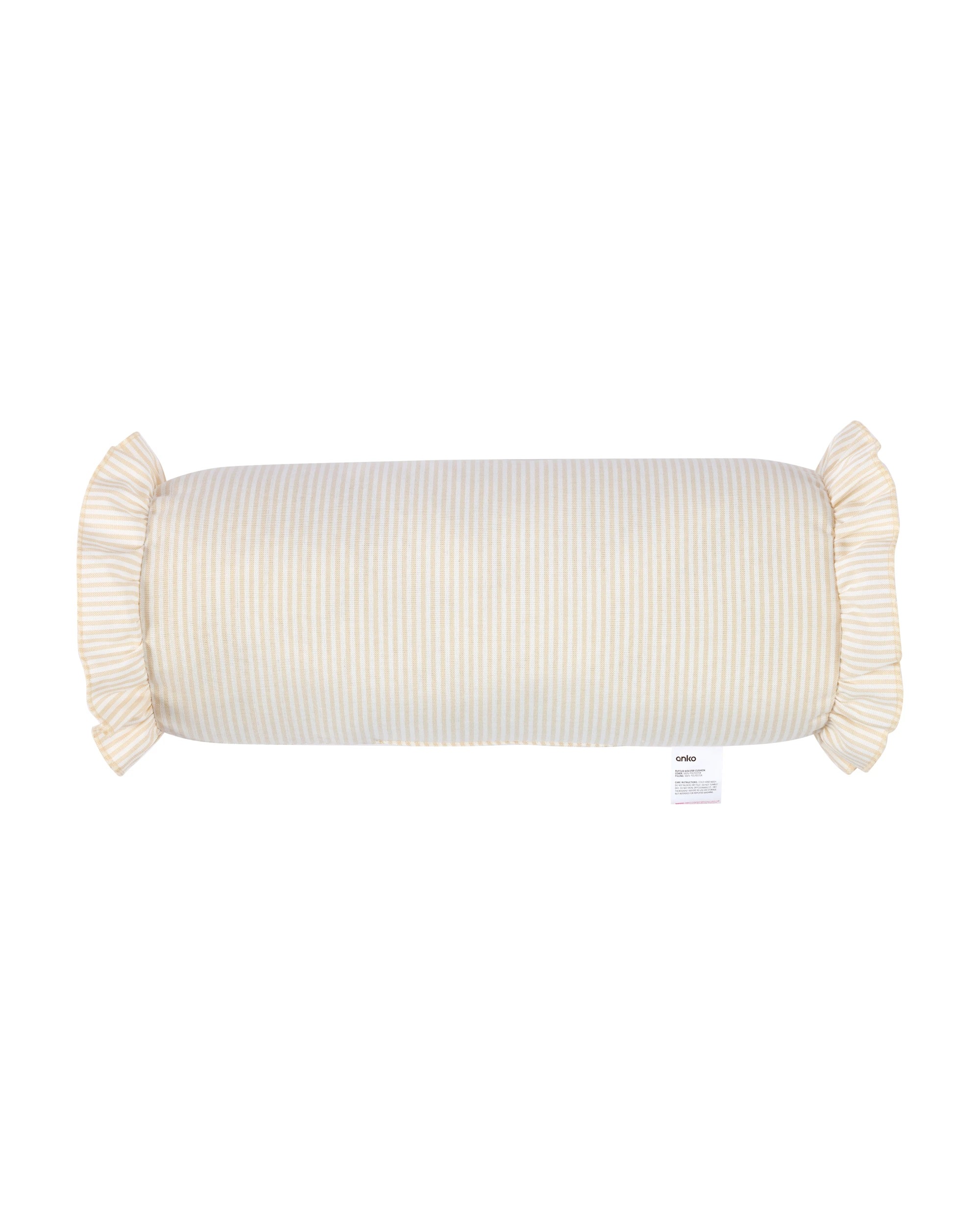 1 Ruffled Bolster Cushion - Beige, 1 of 5