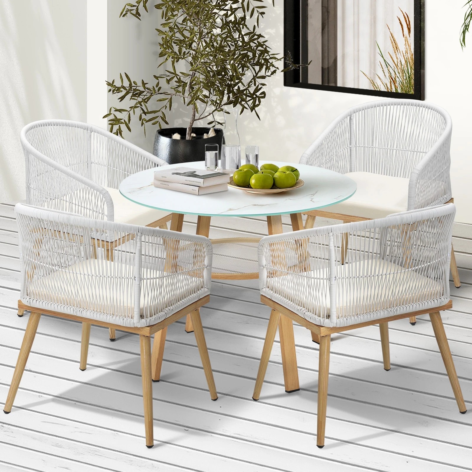 2 Livsip Outdoor Dining Set Table Lounge Chairs Patio Furniture Setting 5 Piece
 - Multi, 2 of 7