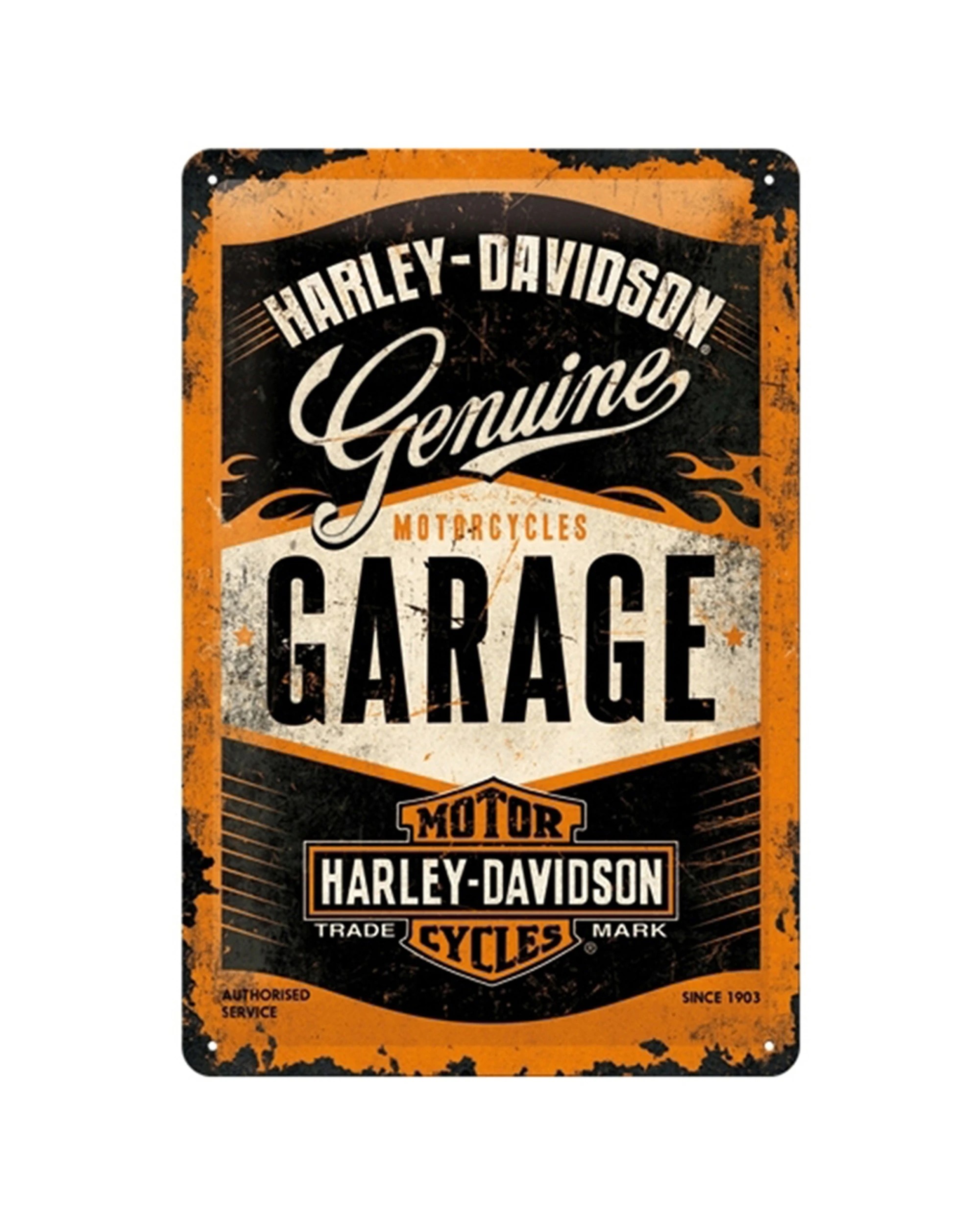 1 Nostalgic-Art Medium 20x30cm Metal Wall Art Sign Plaque - Harley Garage - Multi, 1 of 3