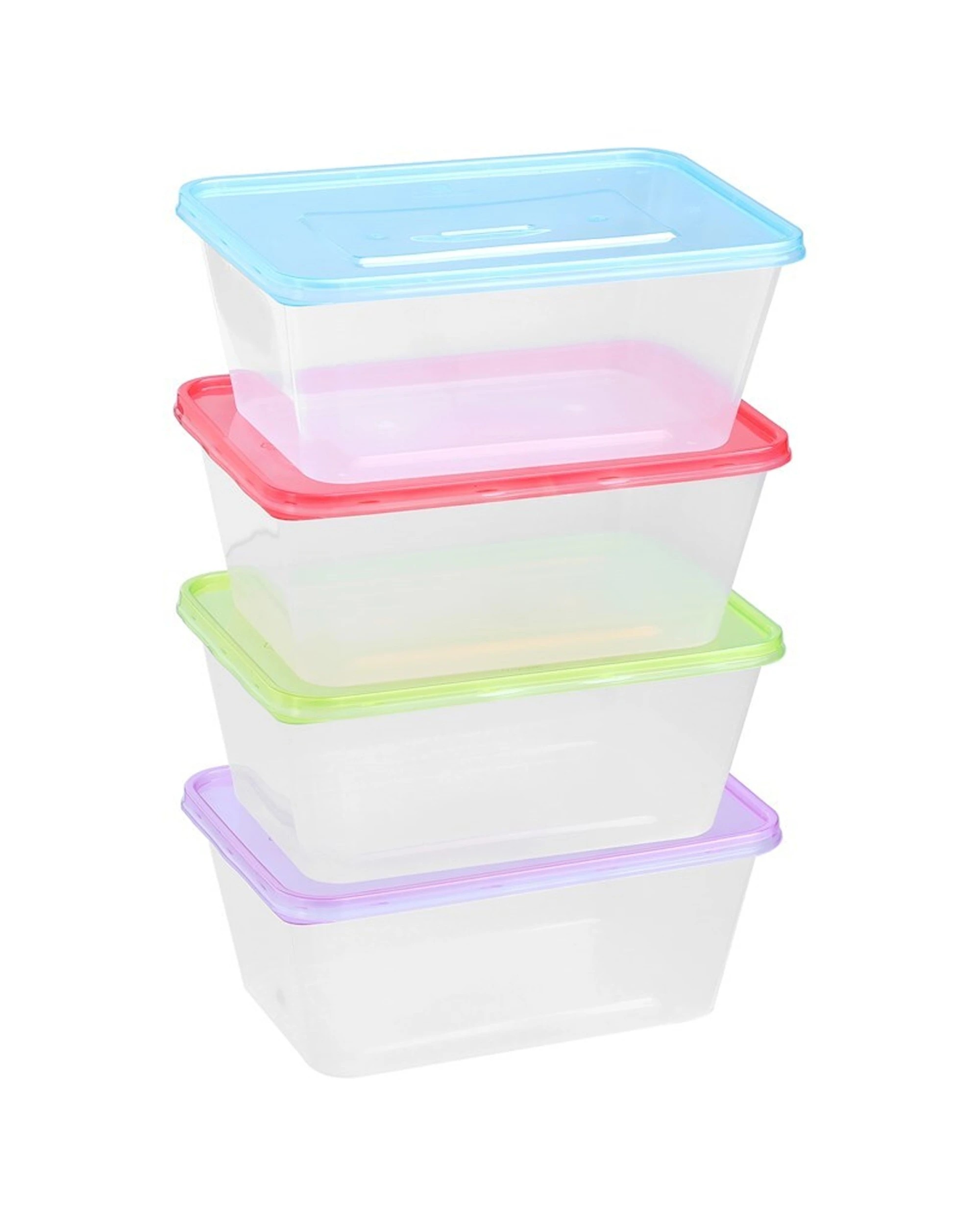 3 20pk Lemon & Lime Rectangle 1l Reusable Food/meal Container W/ Coloured Lids
 - Multi, 3 of 6