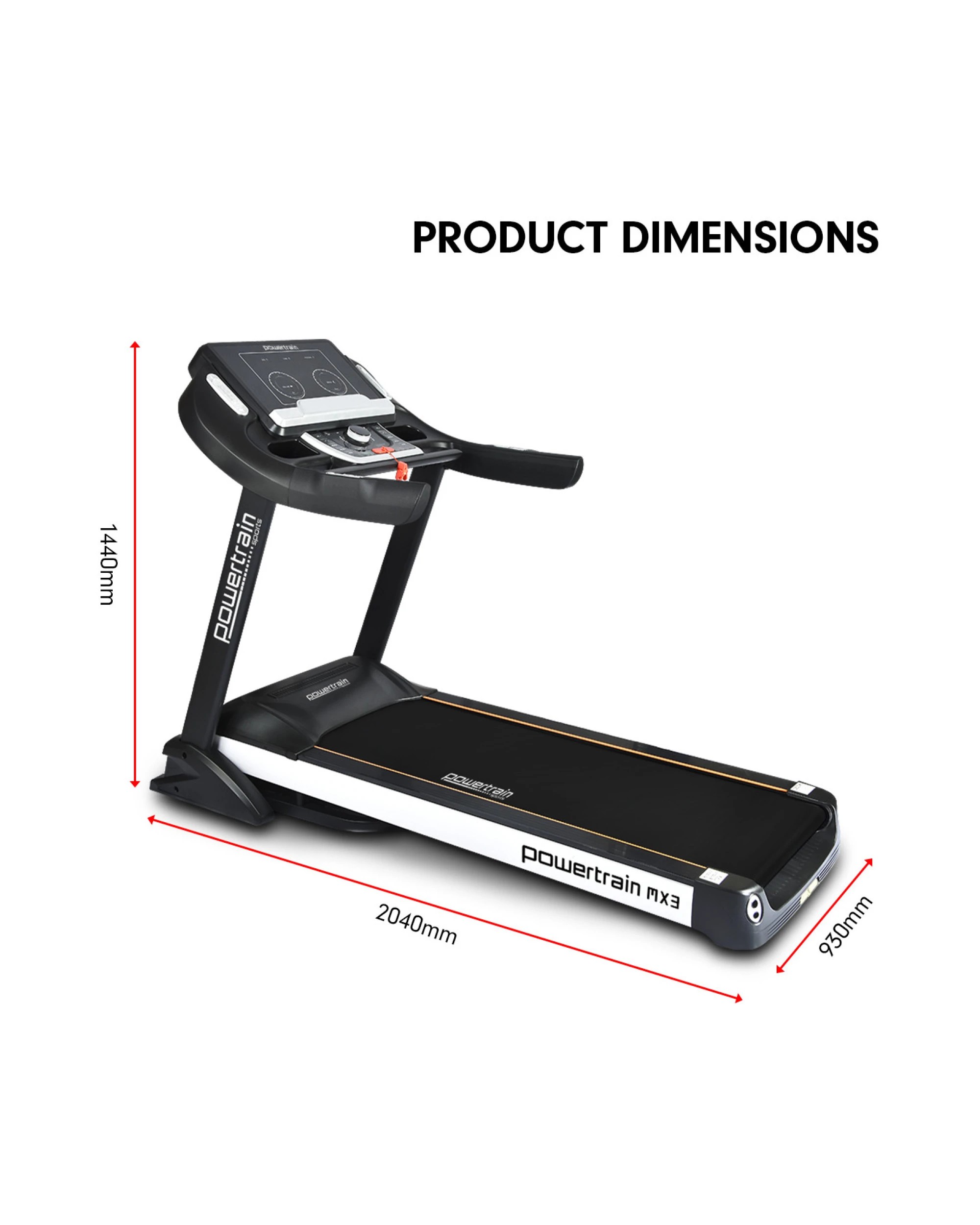 3 Powertrain MX3 Treadmill Electric Exercise Machine Home Gym Equipment Running Fitness, 3 of 7