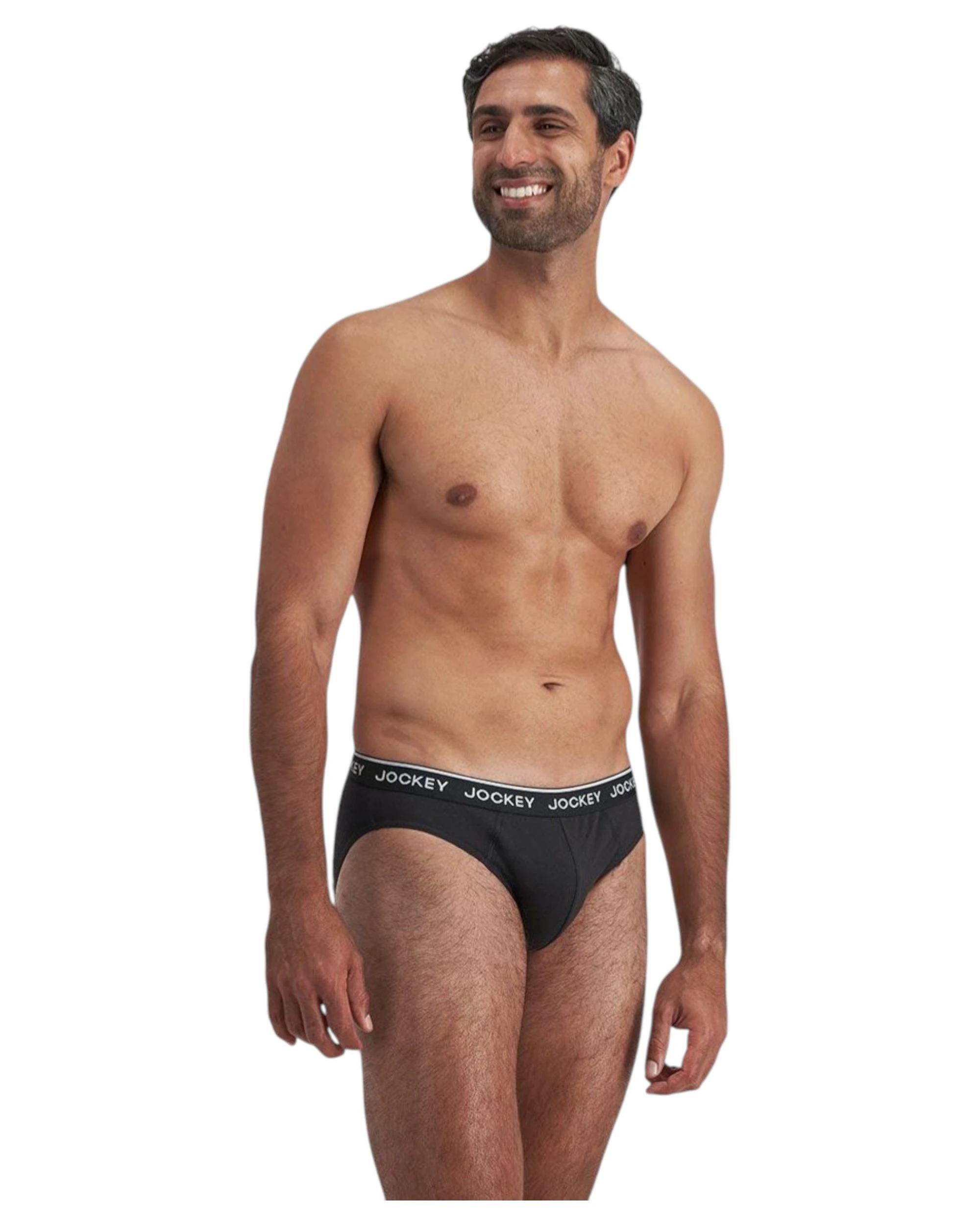 2 Jockey 4 Pack Elastic Cotton Brief Underwear Black / Grey Undies Black/grey, 2 of 10