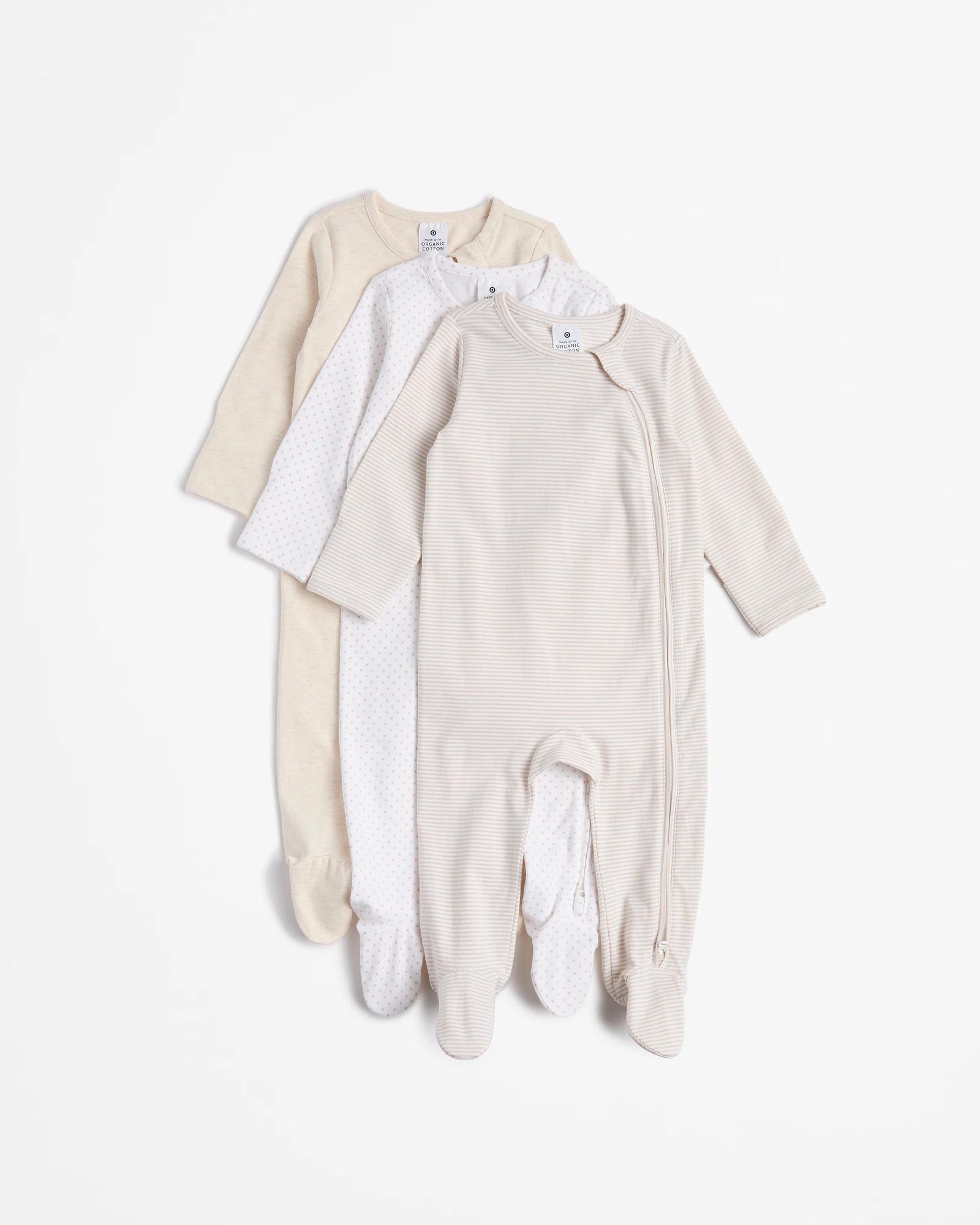 1 Target Baby Organic Cotton Print Zip Coveralls 3 Pack OYSTER GRAY, 1 of 5