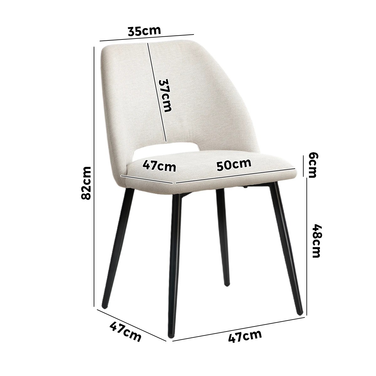 2 Oikiture 4x Dining Chair Accent Chairs Linen Fabric - Beige, 2 of 8