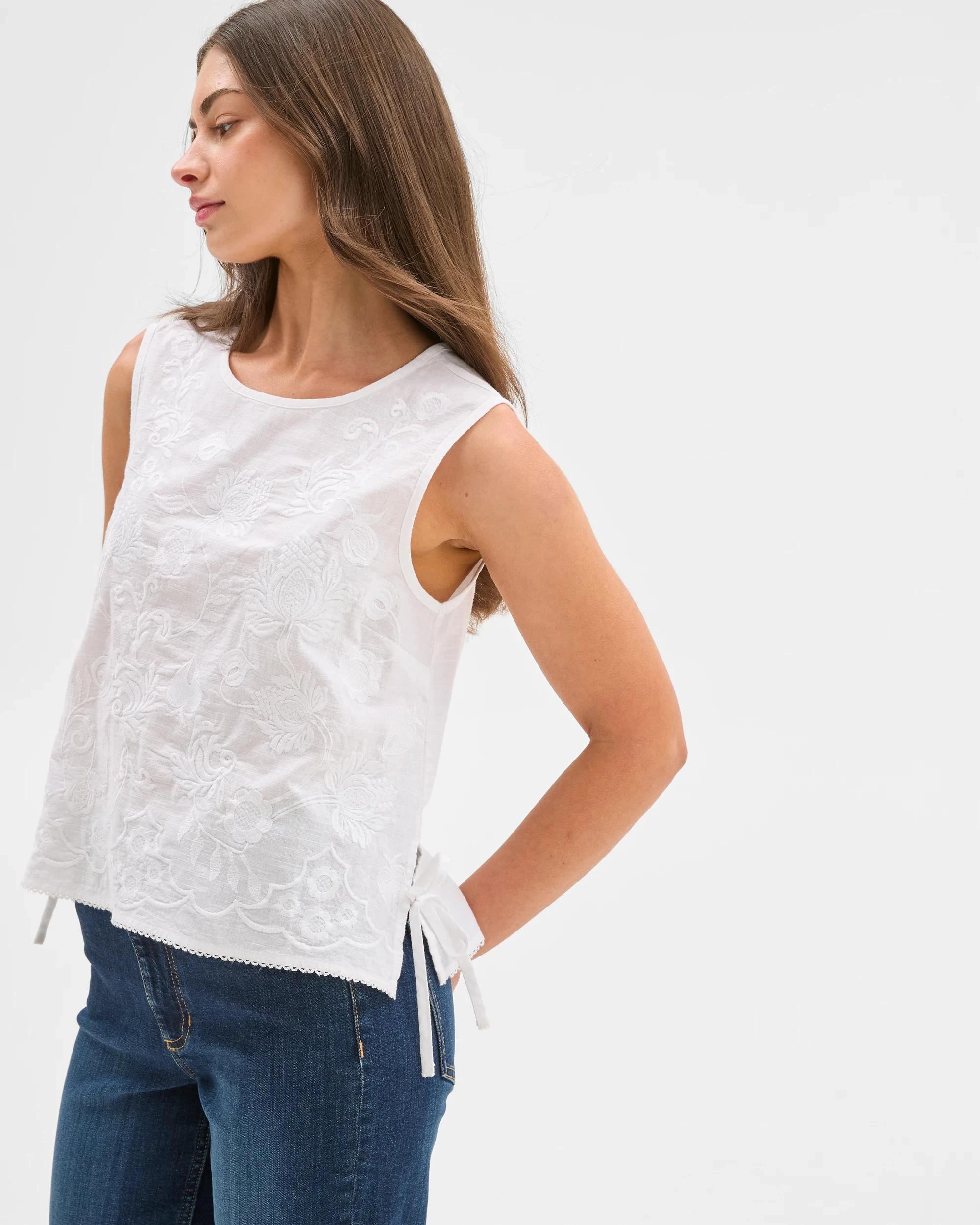 7 Target Petites Embroidered Tie Top WHITE, 7 of 7