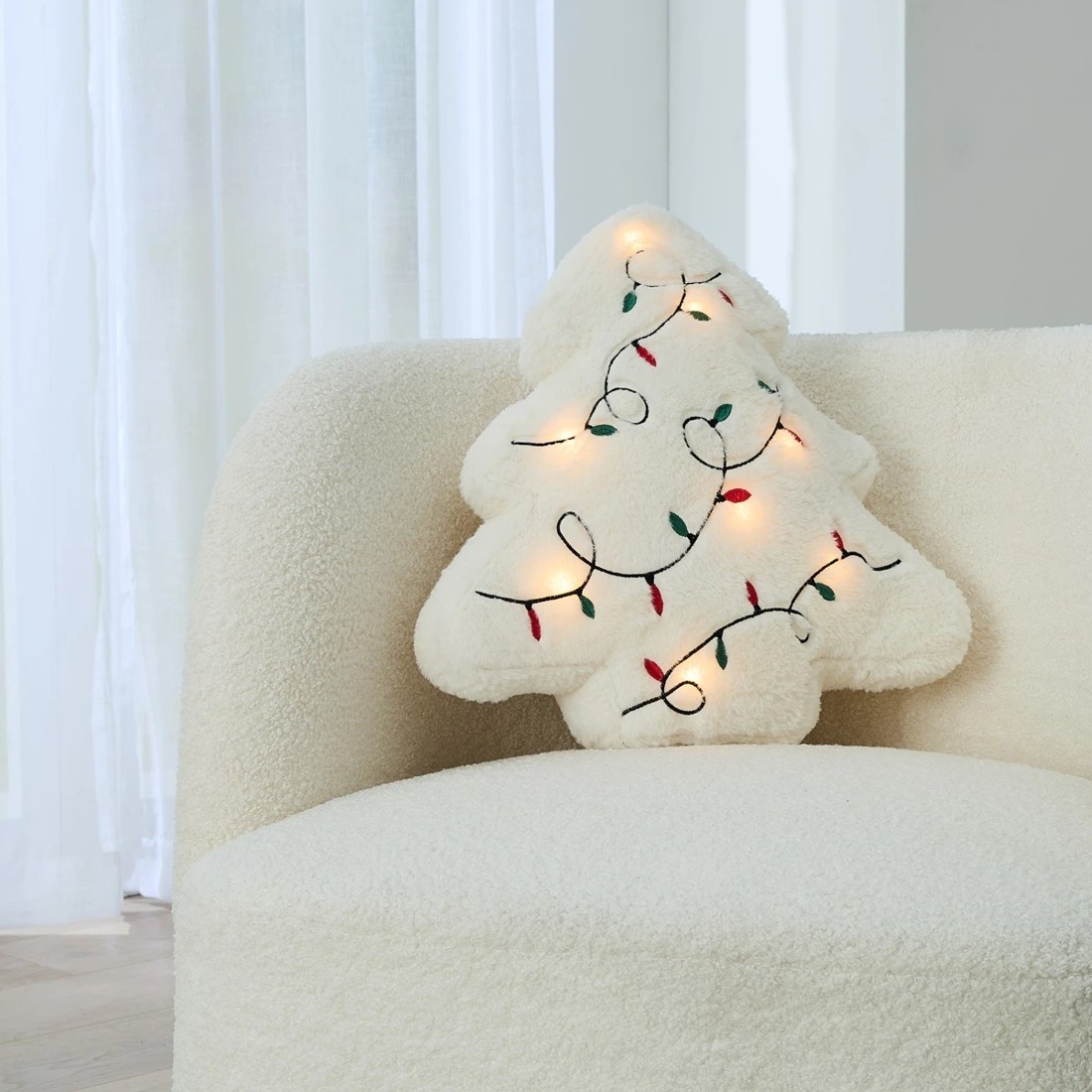 1 Light Up Christmas Tree Cushion, 1 of 6