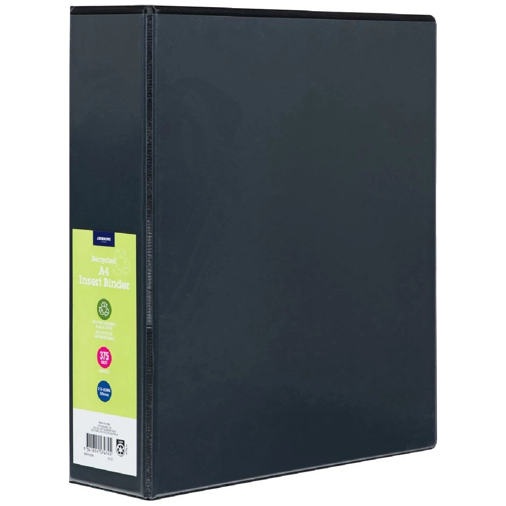 1 J.Burrows Insert Binder A4 2 D-Ring 50mm Black, 1 of 6