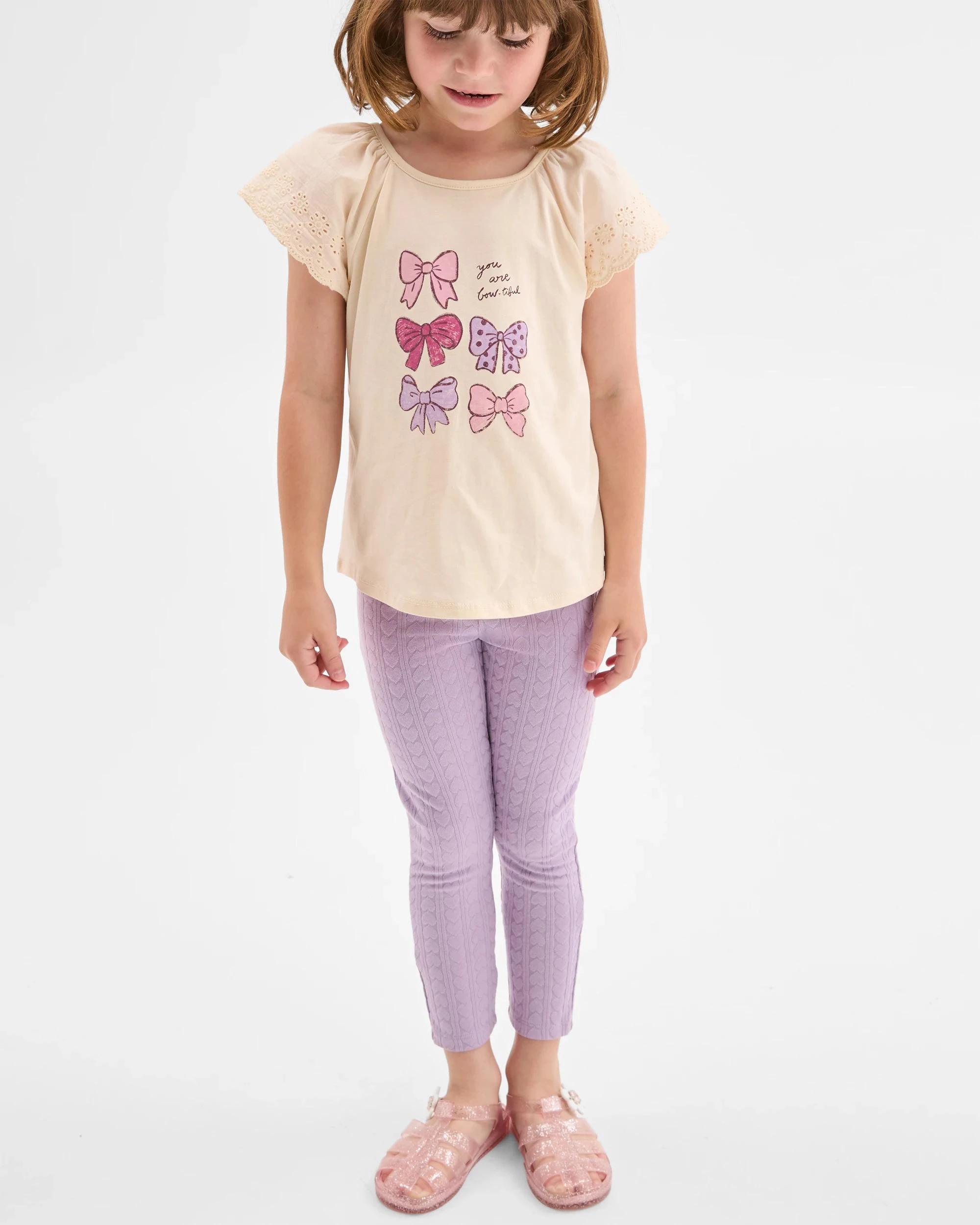 2 Target Kids Heart Rib Leggings PURPLE, 2 of 5