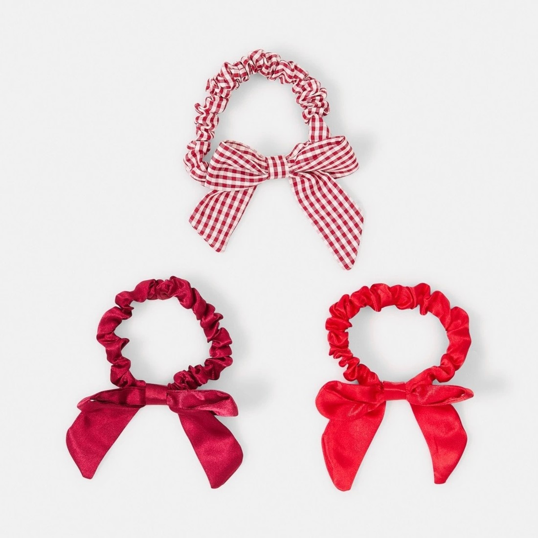 1 3 Pack Bow Hair Scrunchies - Red, 1 of 5