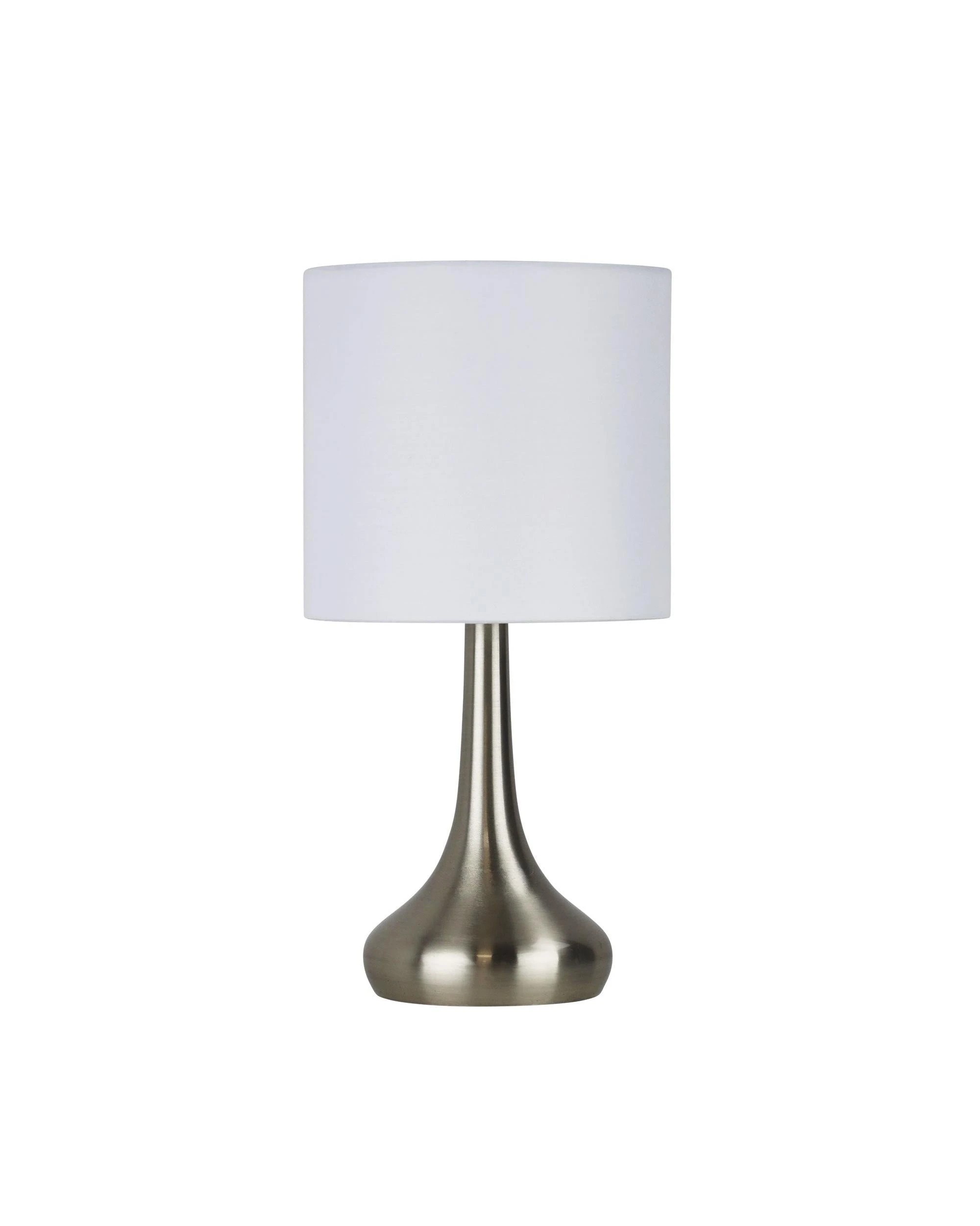1 Oriel Lighting Lola Touch Bedside Lamp, Brushed Chrome with White Poly‑Cotton Shade
 - metallic, 1 of 3