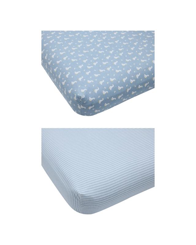 2 Pack Flannelette Cotton Fitted Cot Sheets - Geese and St