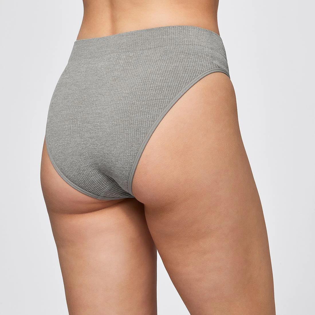 3 Ribbed Seamfree High Waisted Bikini Briefs - Lily Loves GREY MARLE, 3 of 3