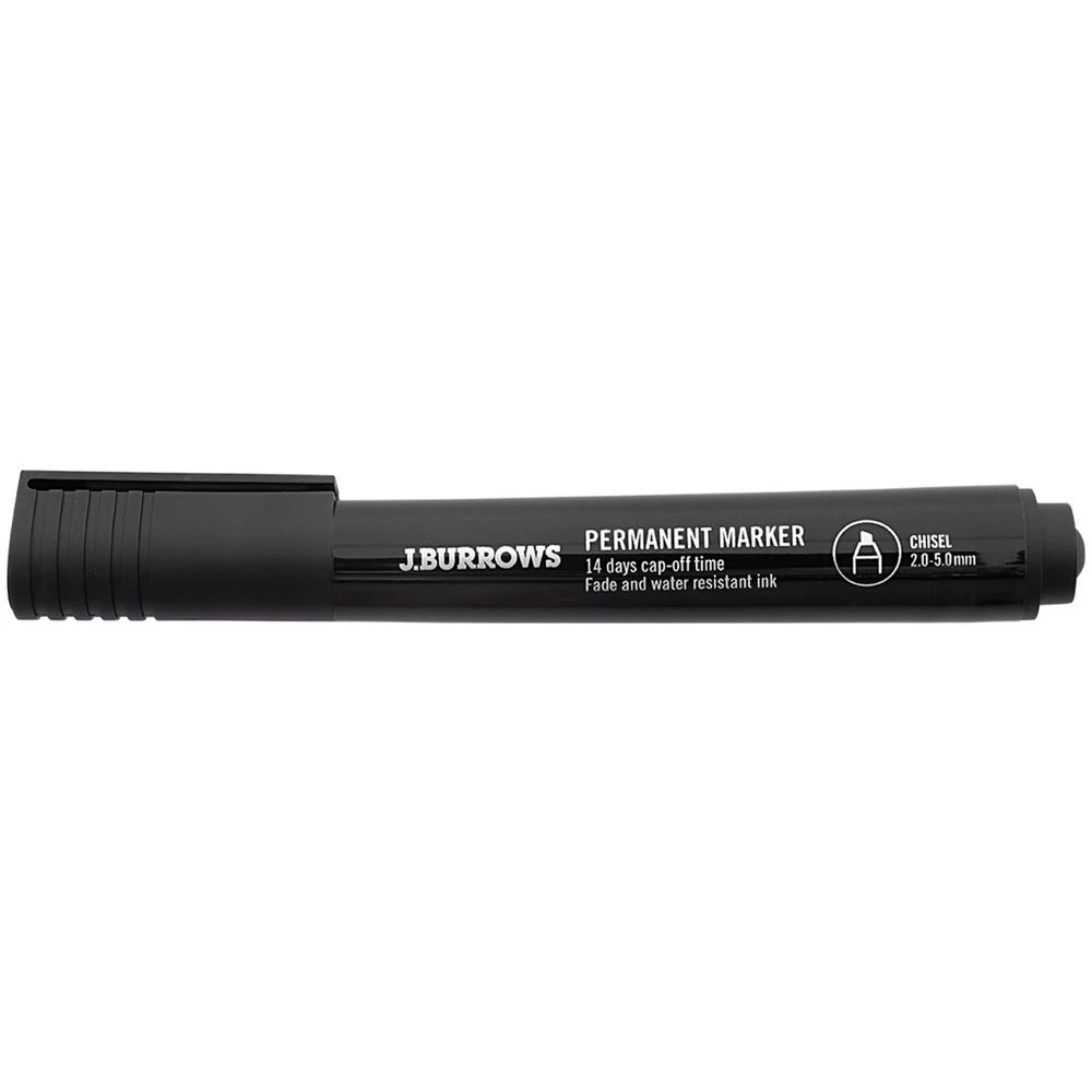 3 J.Burrows Permanent Markers Chisel Black 12 Pack, 3 of 4