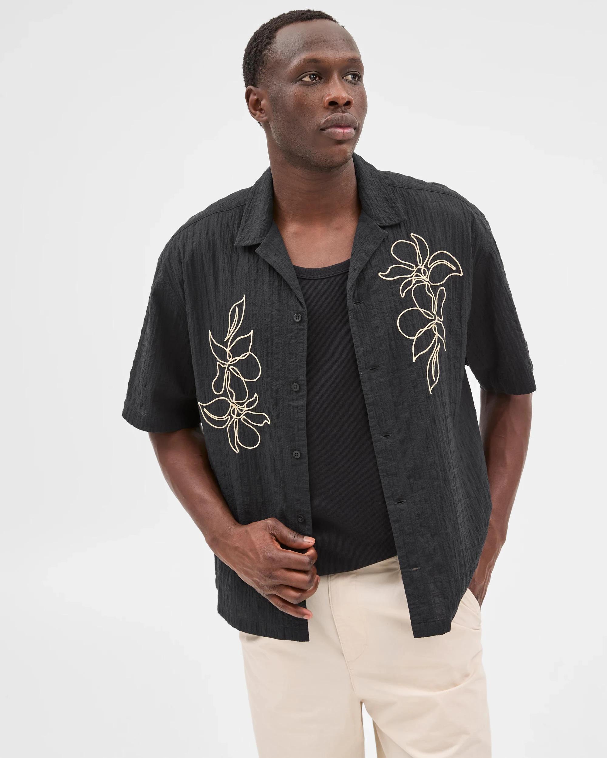 2 Commons Australian Cotton Short Sleeve Shirt FLORAL BLACK, 2 of 8