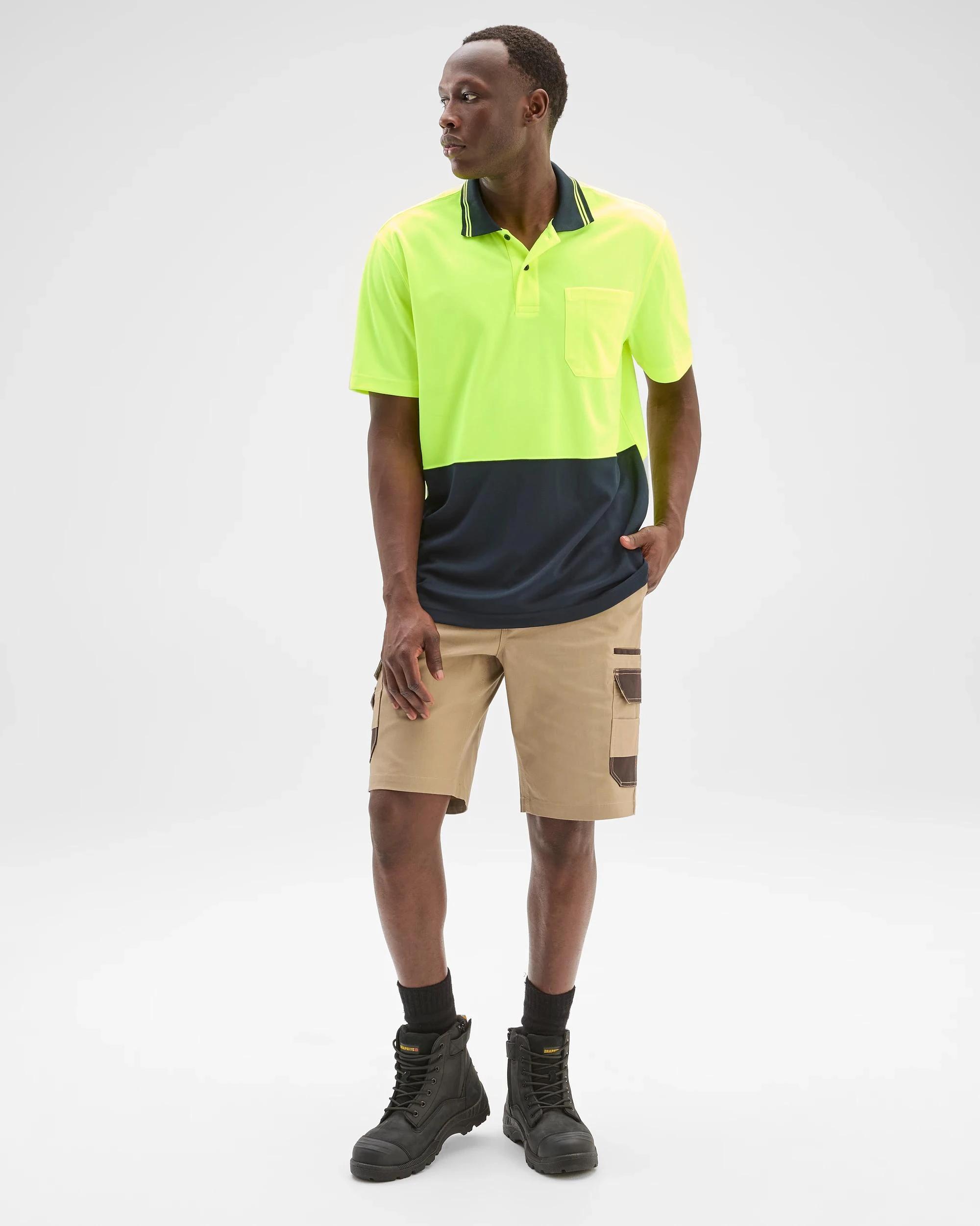 3 Australian Cotton Performance Cargo Work Shorts - Graphite STONE, 3 of 5