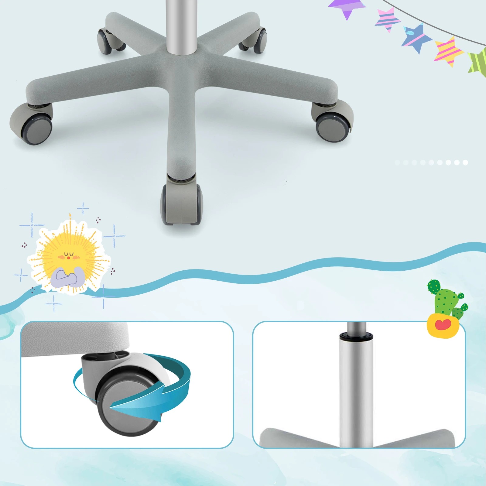 5 Costway Desk Study Chair Swivel Chair w/Adjustable Height - Blue, 5 of 5