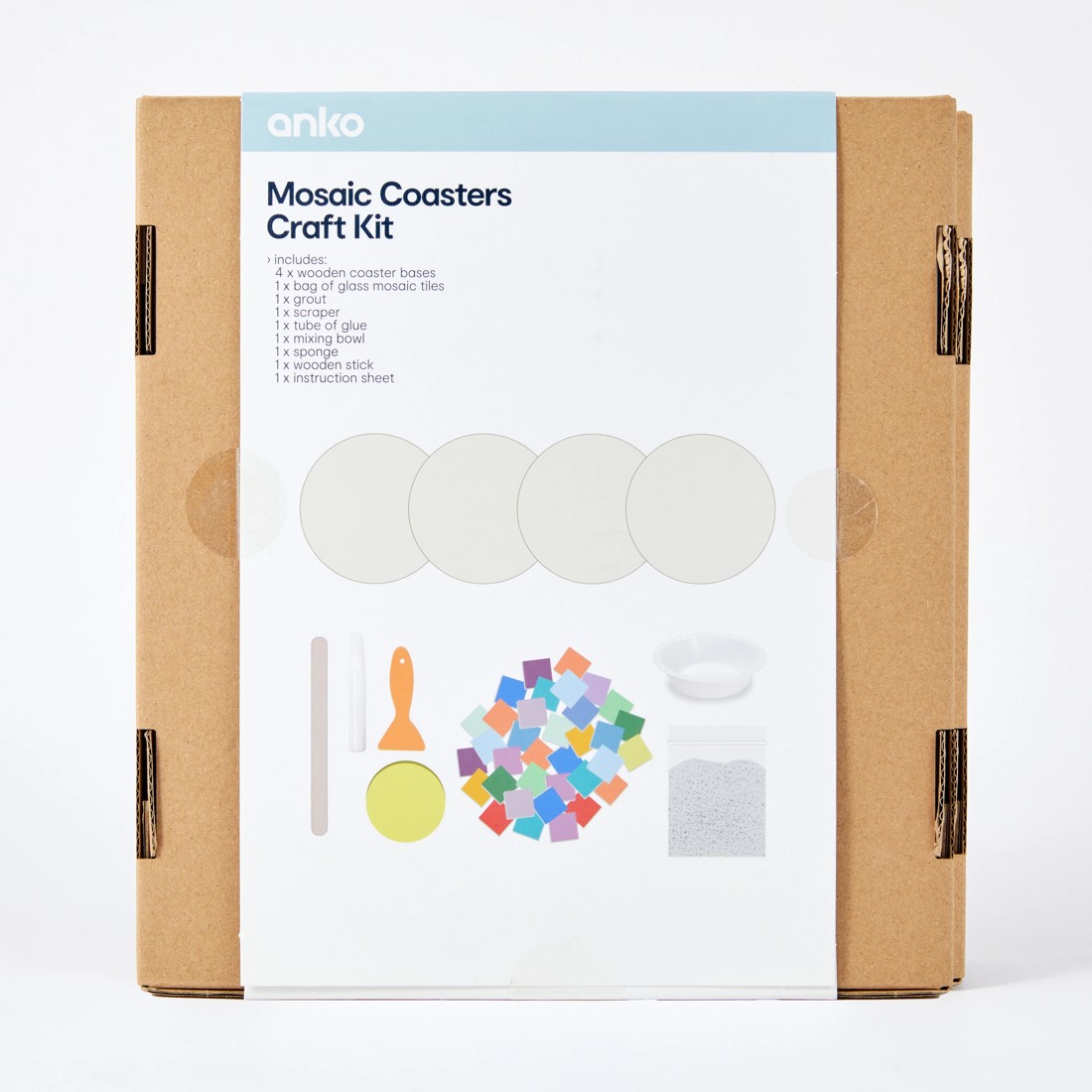 3 DIY Mosaic Coasters Craft Kit, 3 of 3