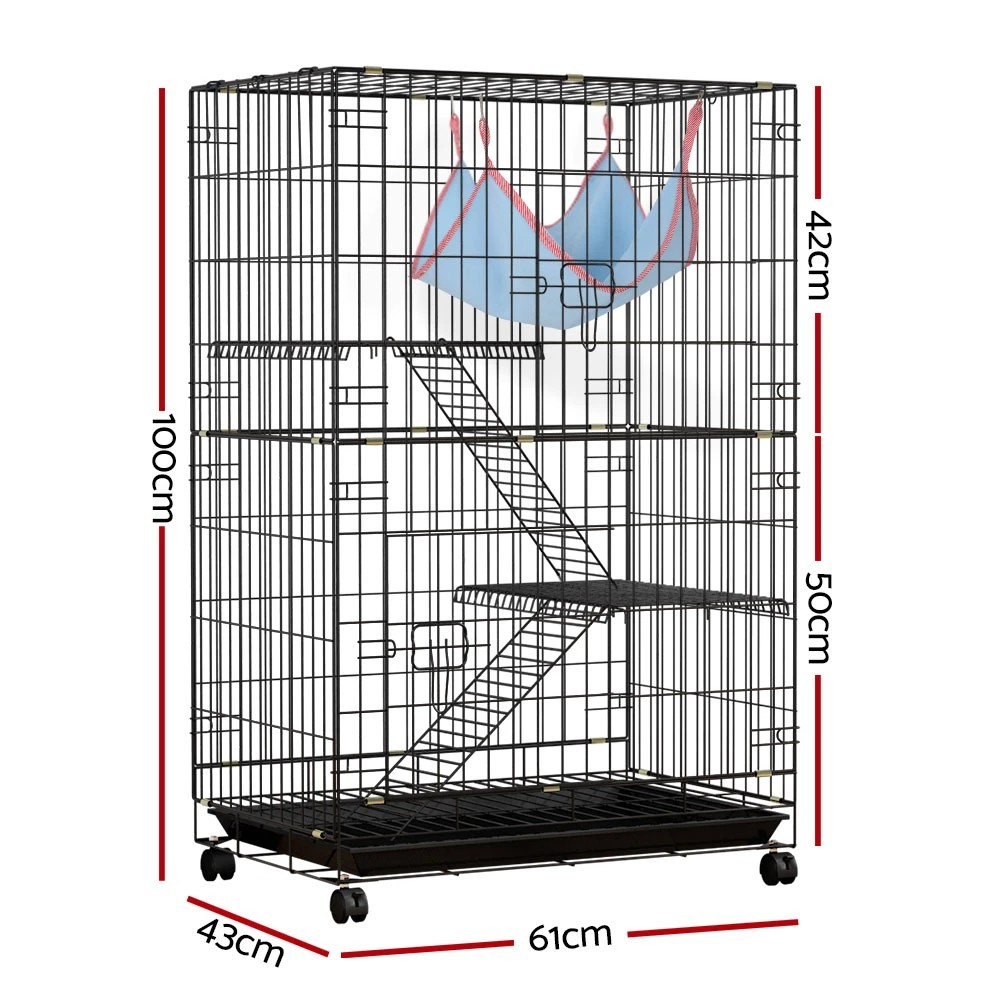 2 i.Pet Rabbit Cage 100cm Hutch 3 Level Indoor Guinea Pig Ferret - Black, 2 of 6