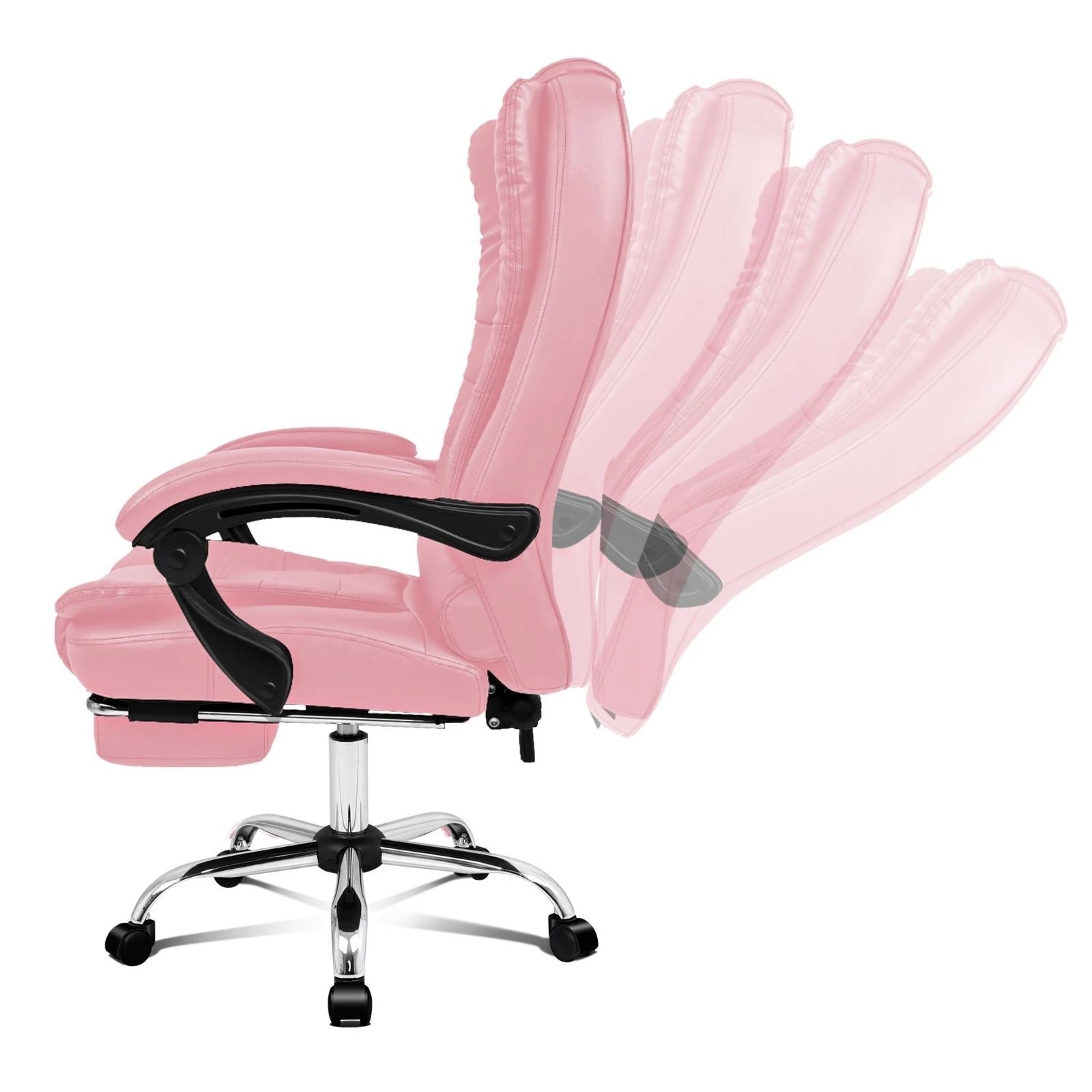 7 Alfordson Office Chair Gaming Executive Computer Racer Footrest PU Leather Seat - Pink, 7 of 10