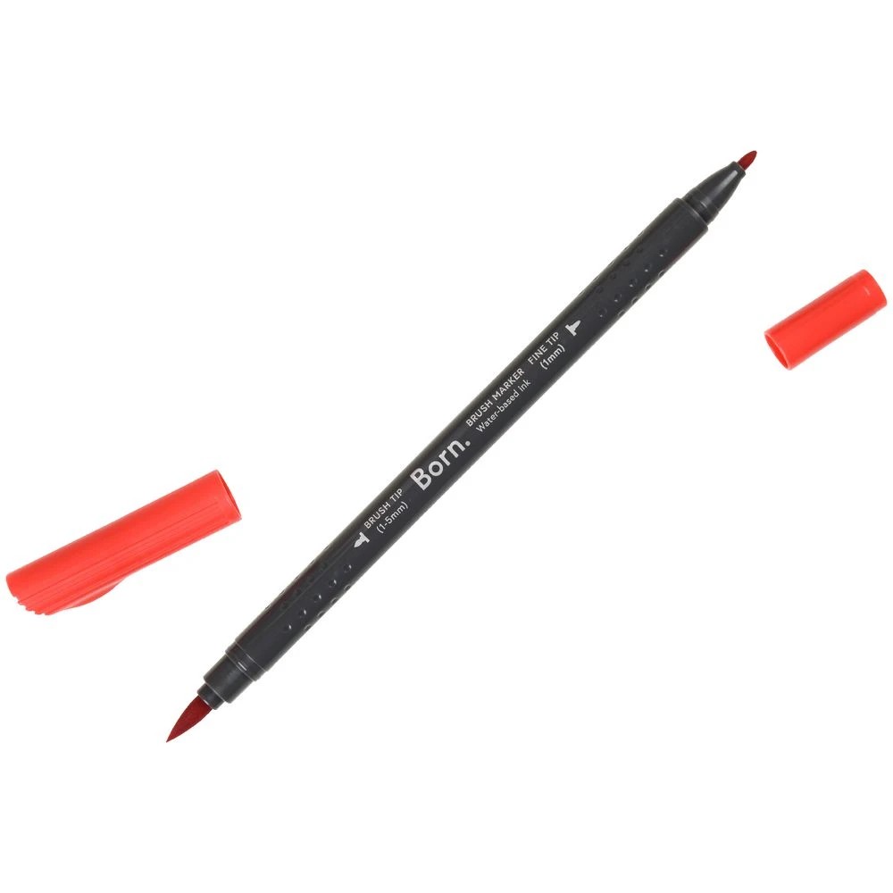 3 Born Professional Brush Dual-Tip Marker Deep Red R230, 3 of 4